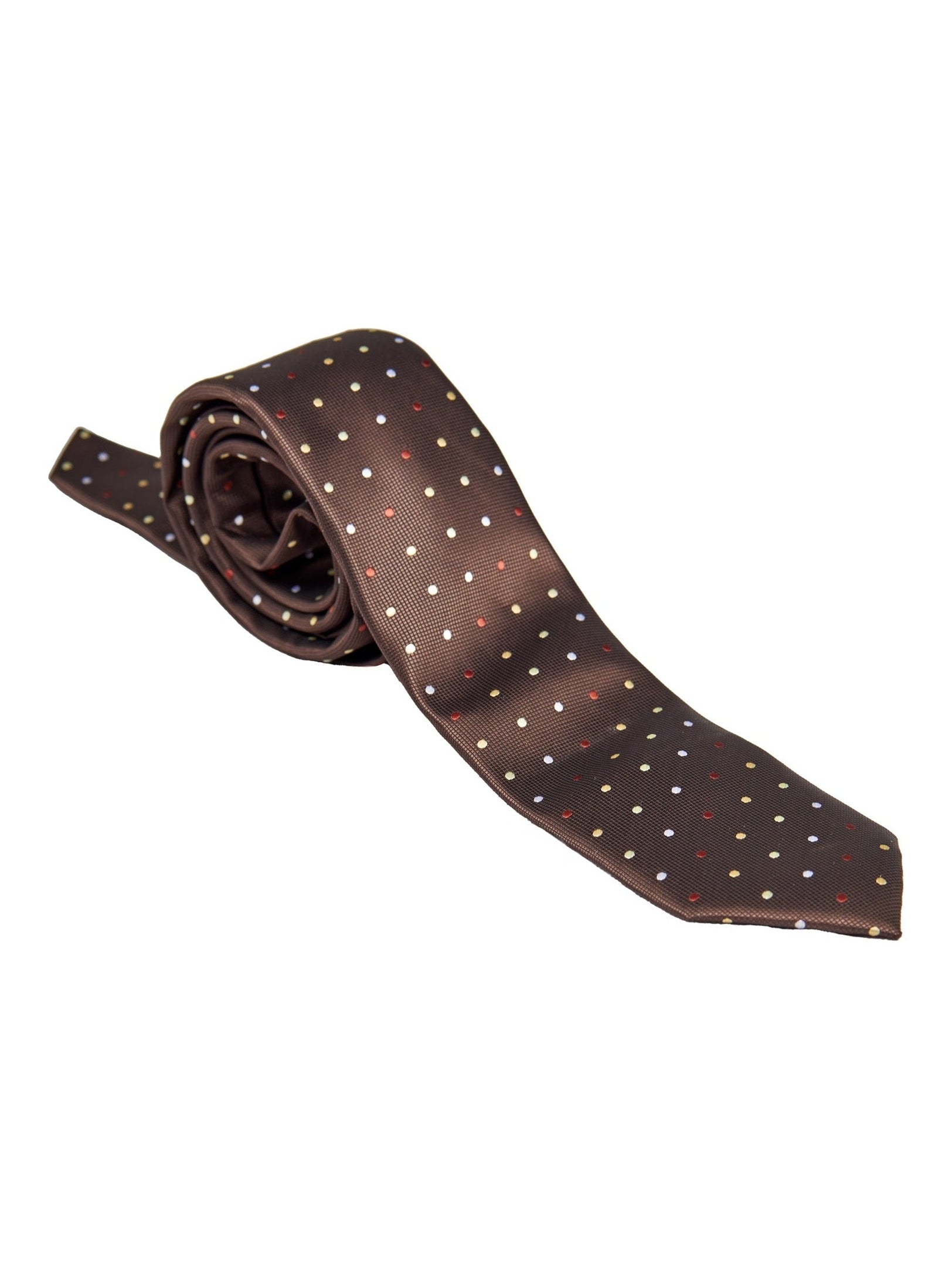 BROWN POLKA DOT NECK TIE SET