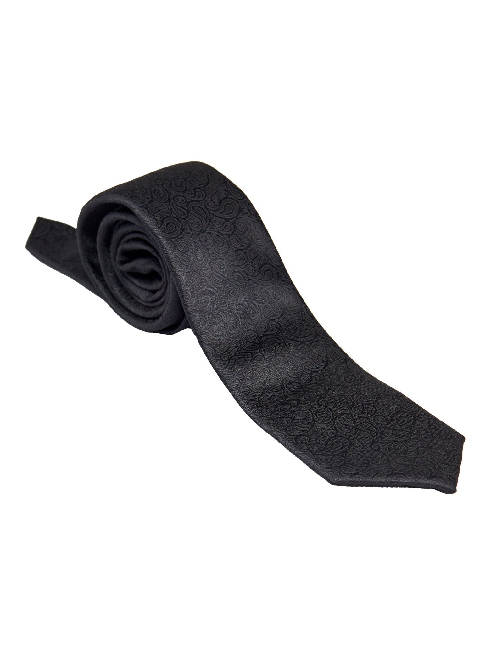 BLACK PAISLEY NECK TIE SET