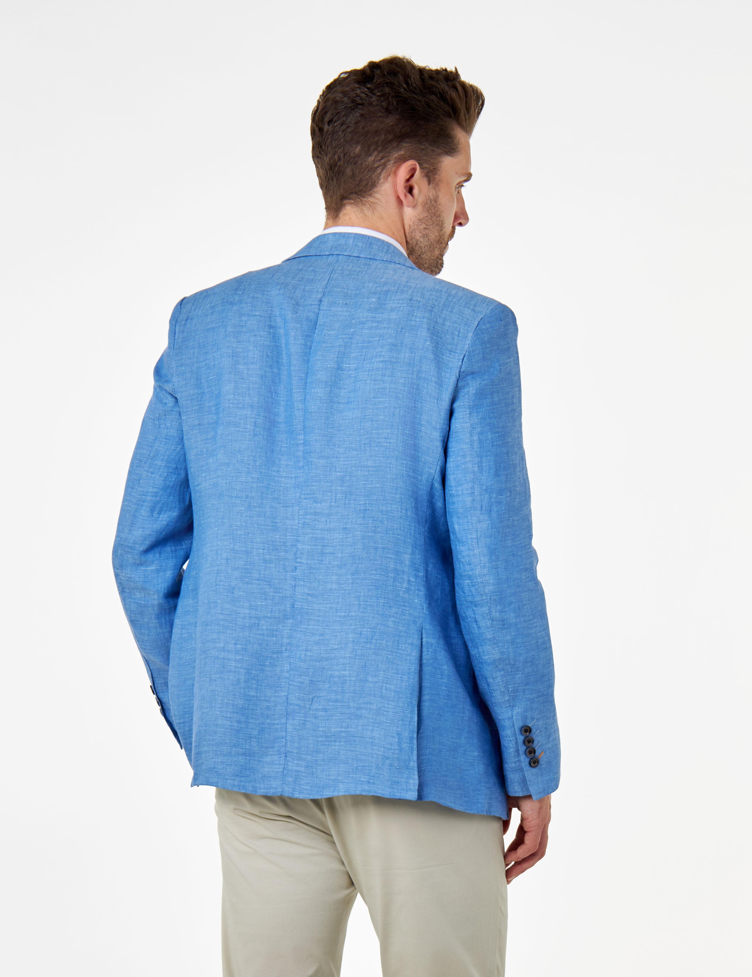 LEWIS - Sky Blue Linen Tailored Fit Summer Suit Blazer