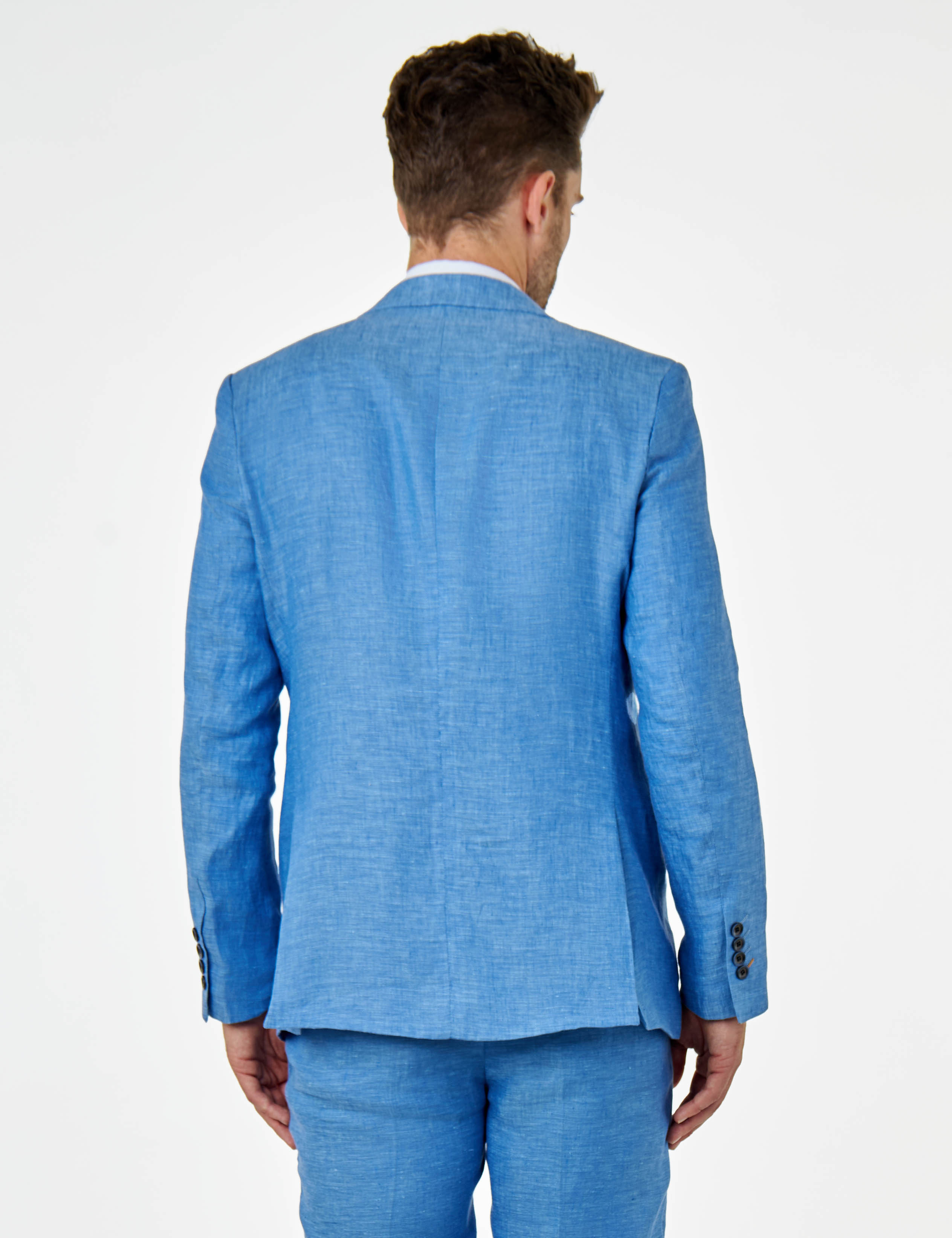 LEWIS - Sky Blue Linen Tailored Fit Summer Suit Blazer