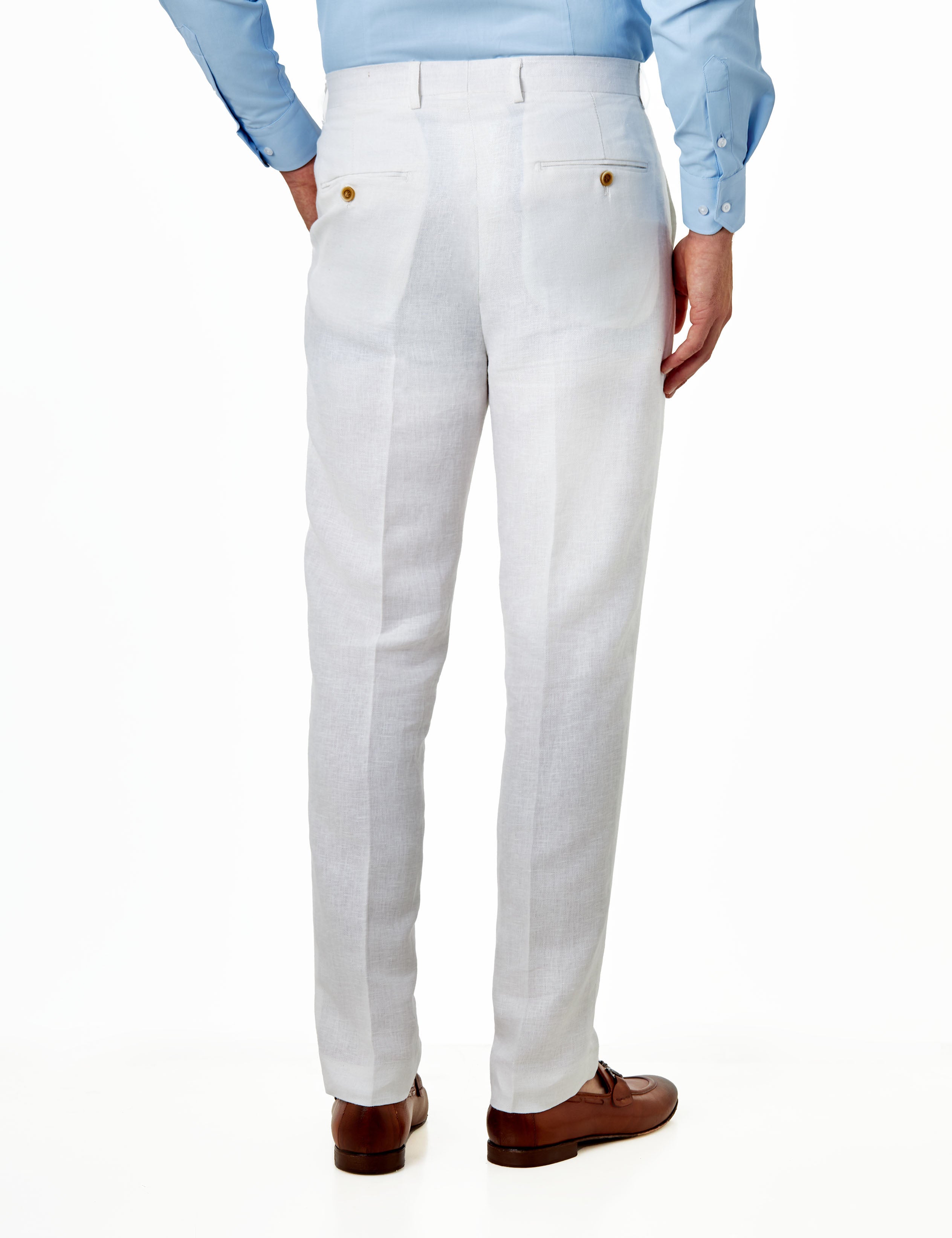 RAY – Off White Herringbone Linen Tailored Fit Suit