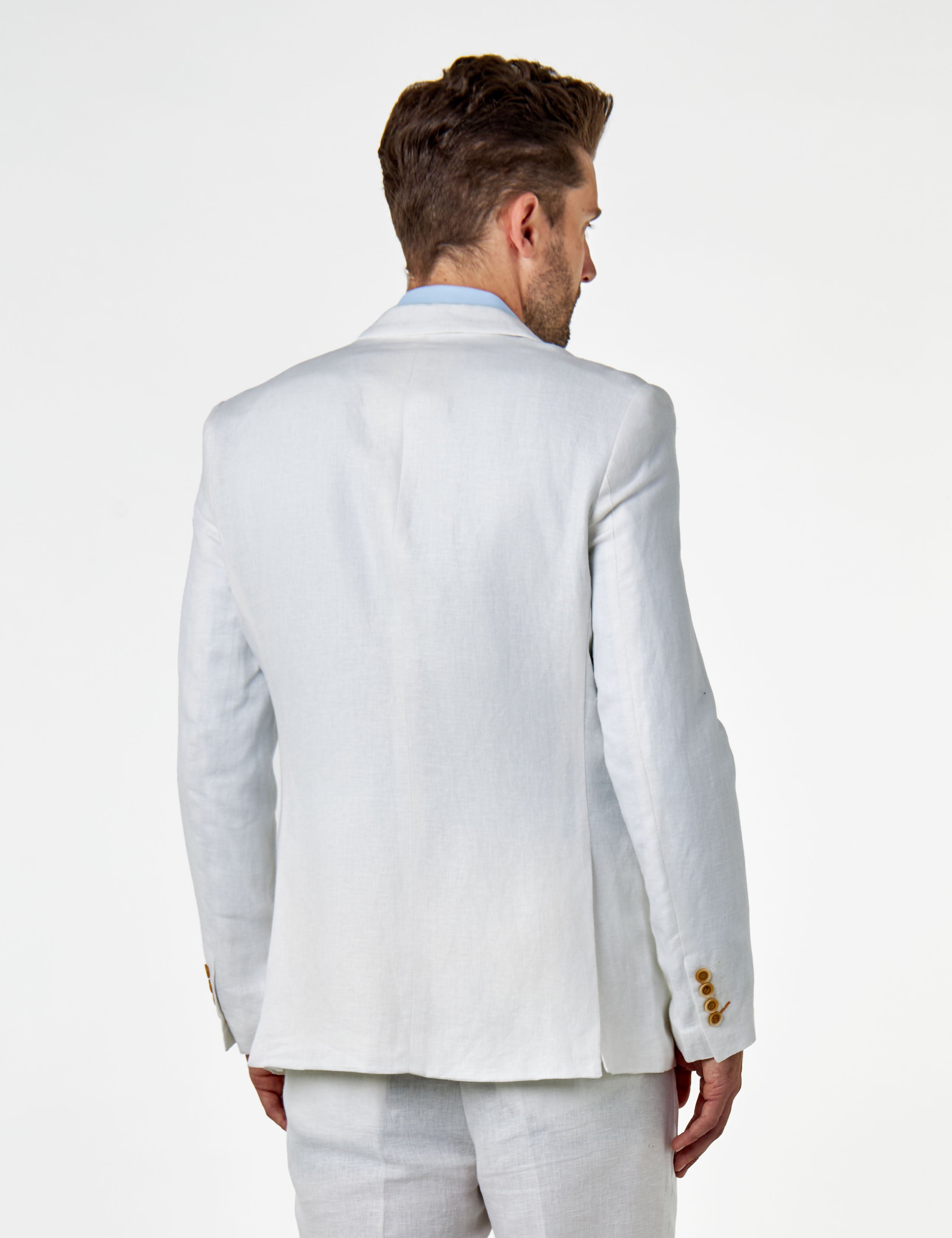 RAY – Off White Herringbone Linen Tailored Fit Suit