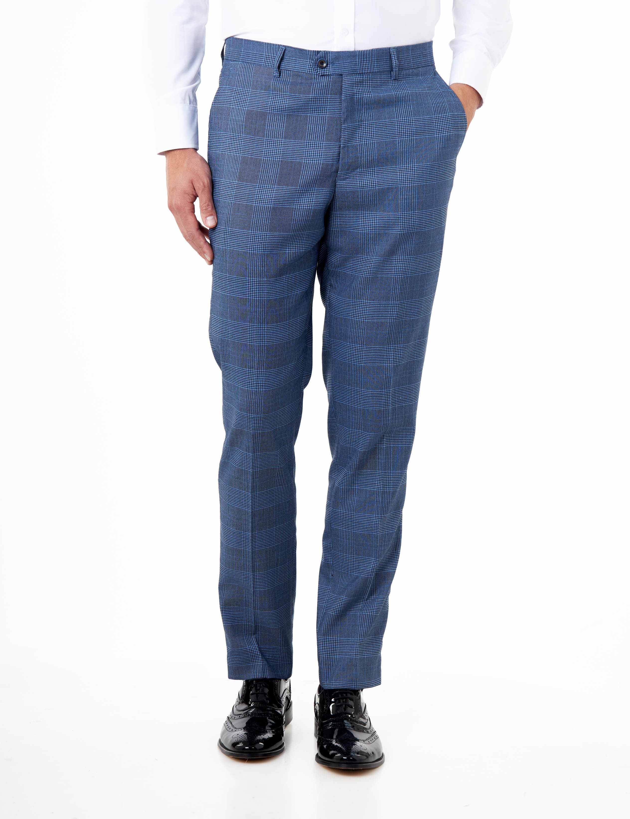 EKON - Blue Prince of Wales Check Suit Tailored Fit