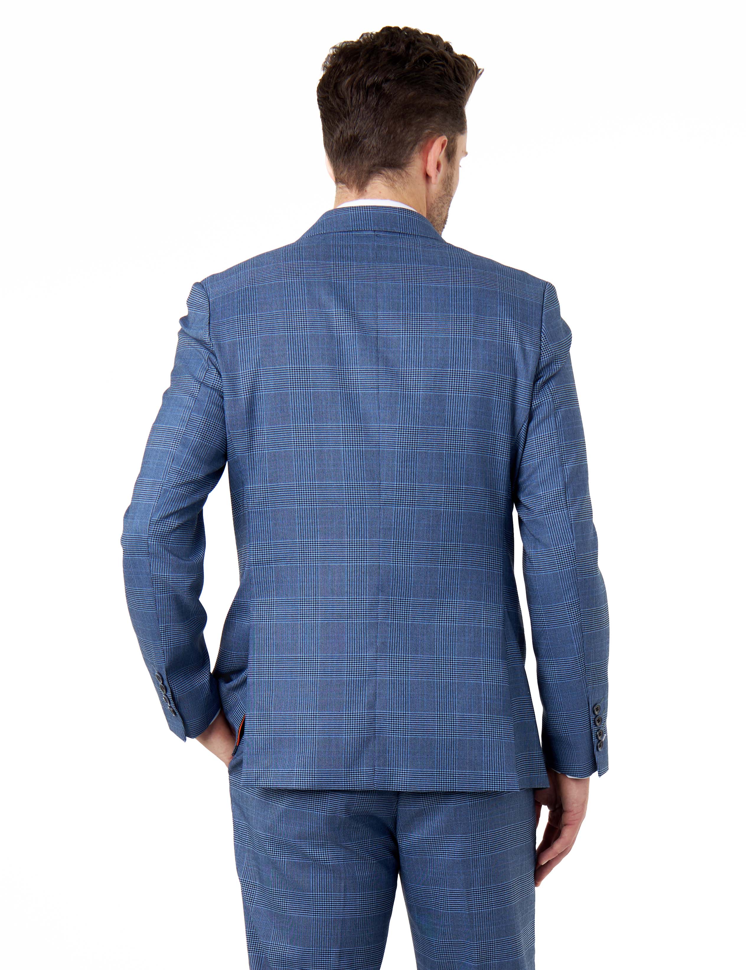 EKON - Blue Double Breasted Prince of Wales Check Suit