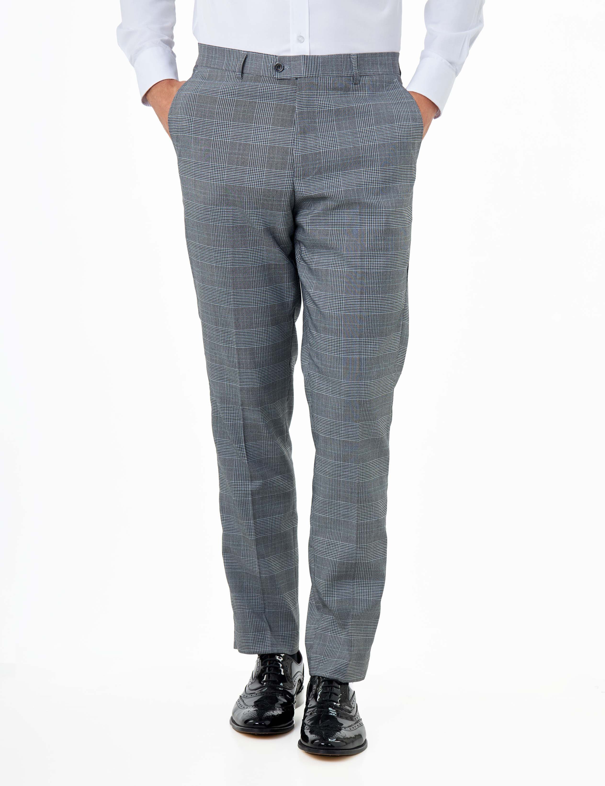 EKON - Grey Prince of Wales Check Wedding Suit