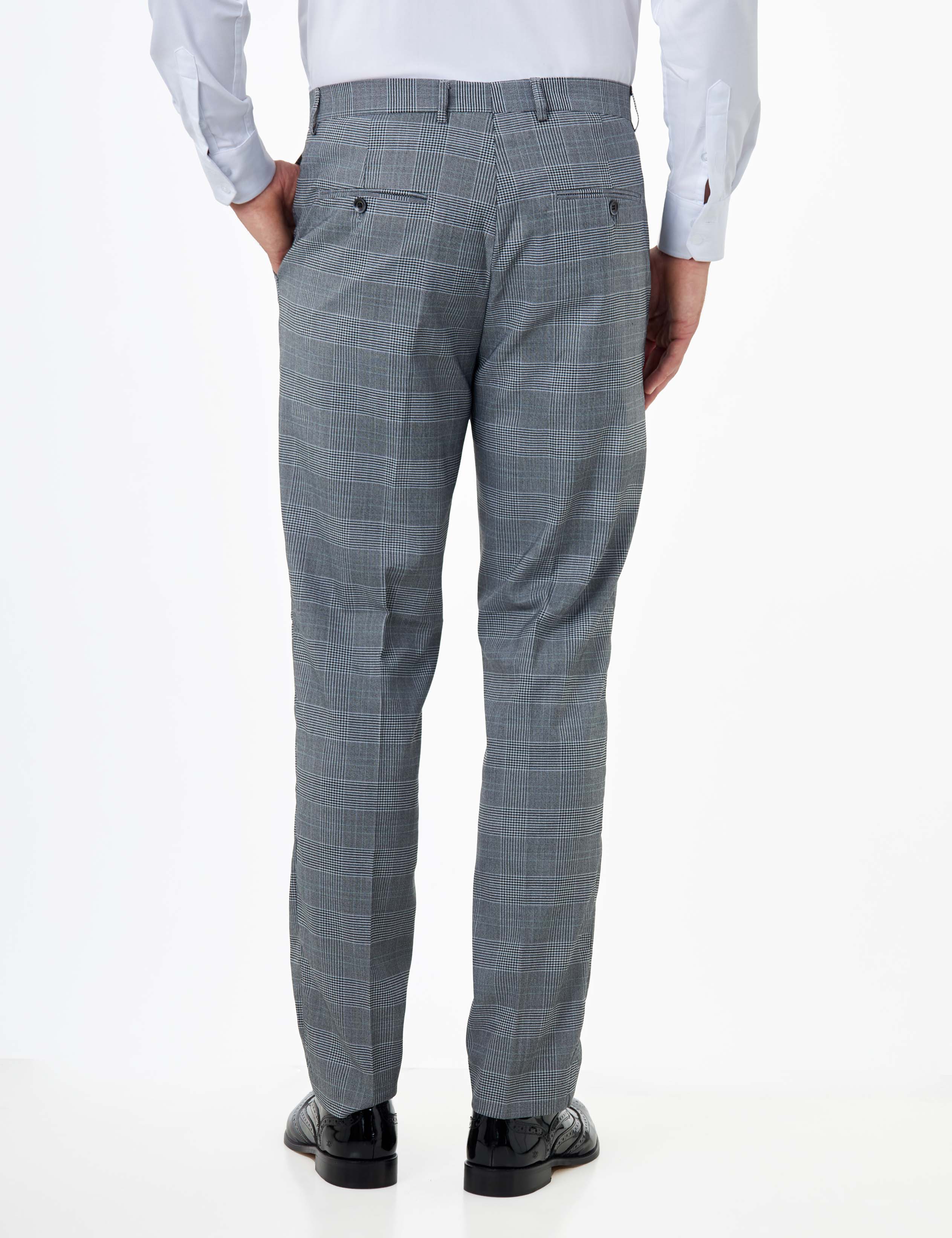 EKON - Grey Prince of Wales Check Suit Tailored Fit