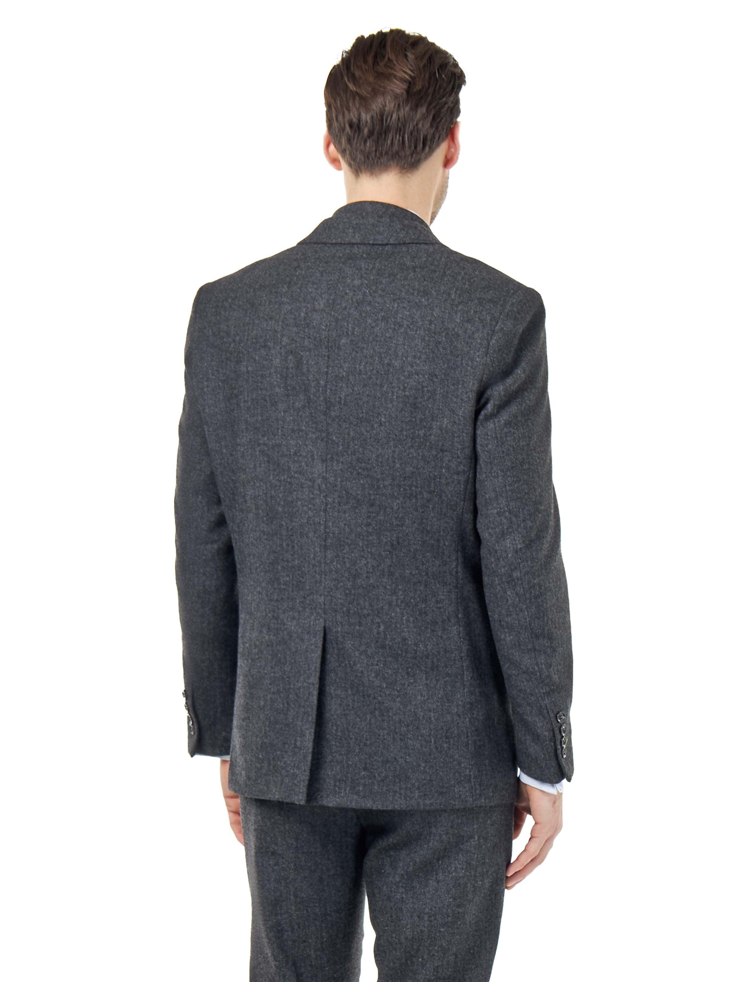 BRUCE – TAILORED WOOL RICH GREY HERRINGBONE SUIT -2 PIECE