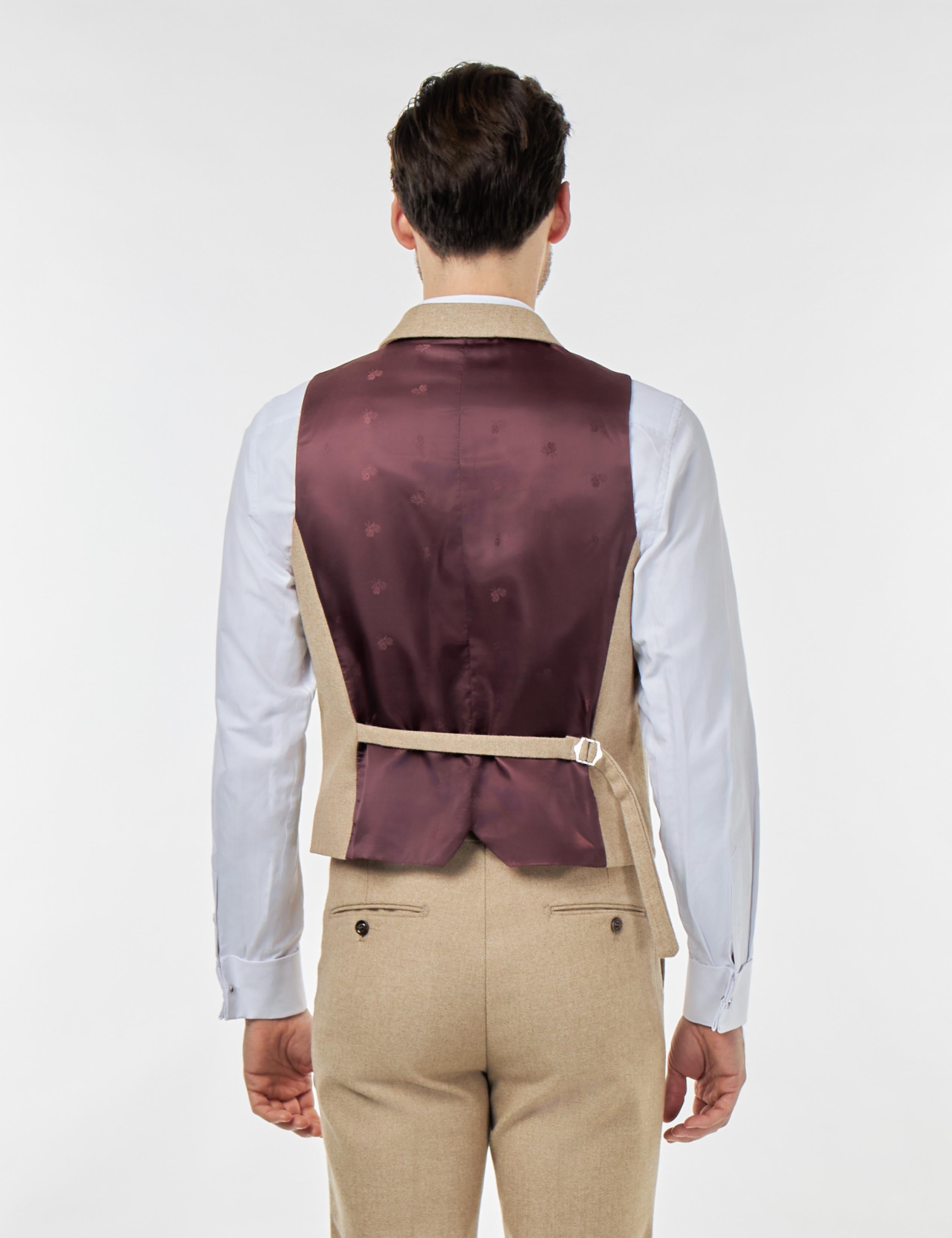 BRUCE – Stone Wool Rich Herringbone Waistcoat