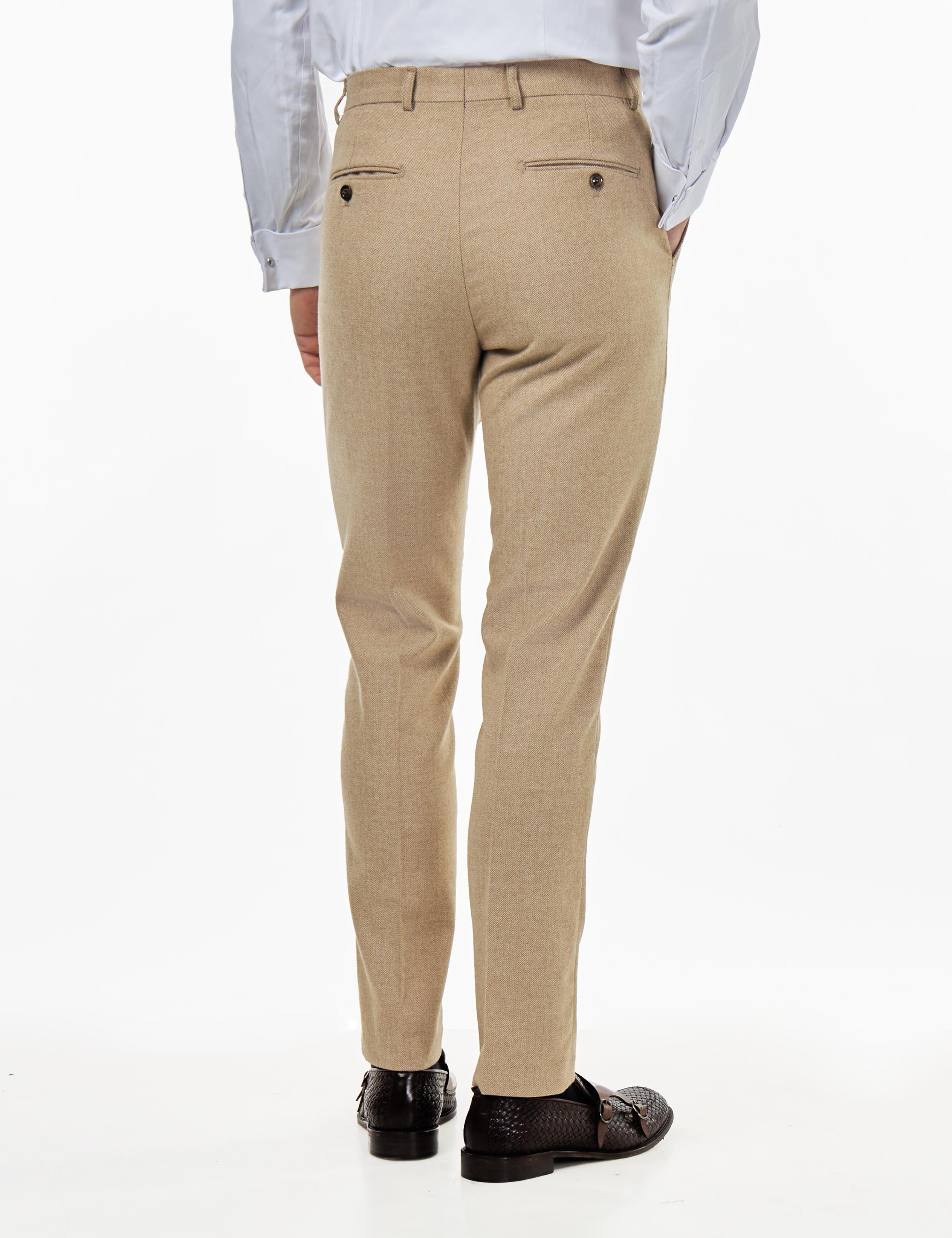 BRUCE – Stone Wool Rich Herringbone Trouser