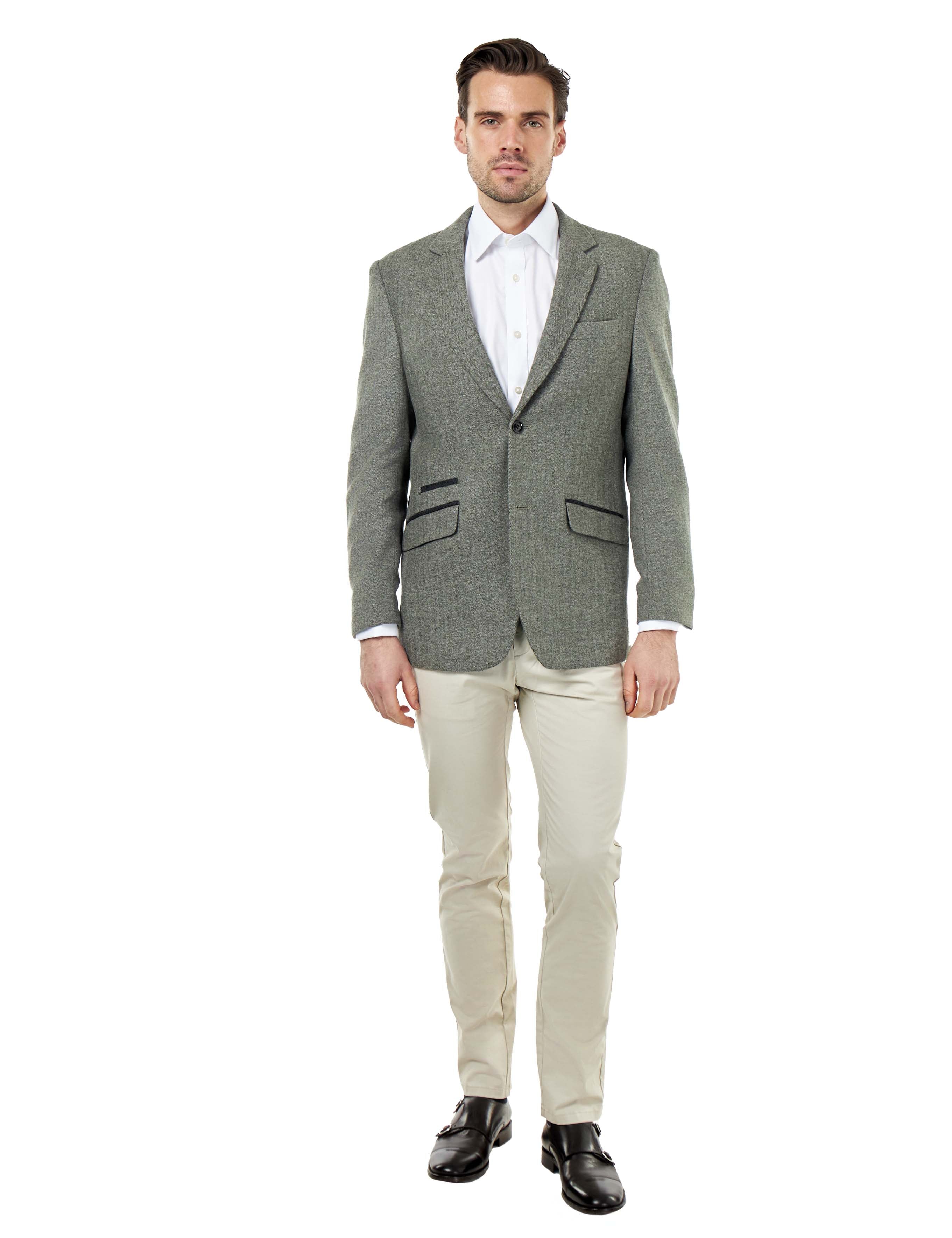 BRUCE – Sage Green Herringbone Wool Jacket