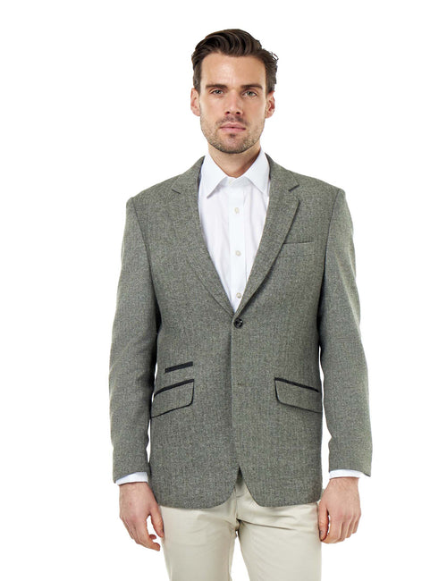 BRUCE – Sage Green Herringbone Wool Jacket