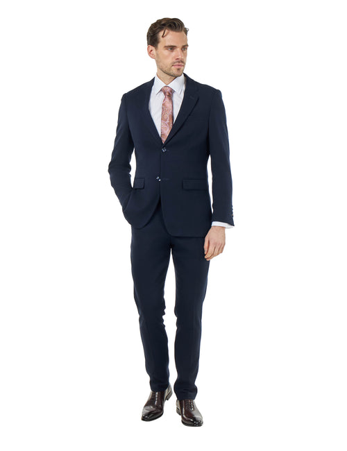 ZAK – TAILORED 2 PIECE SUIT IN NAVY BLUE HONEYCOMB