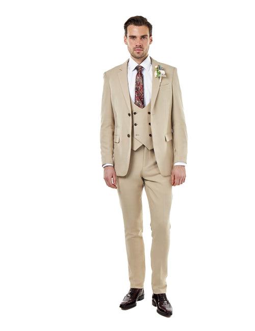 ZAK - TAILORED 3 PIECE SUIT STONE HONEYCOMB