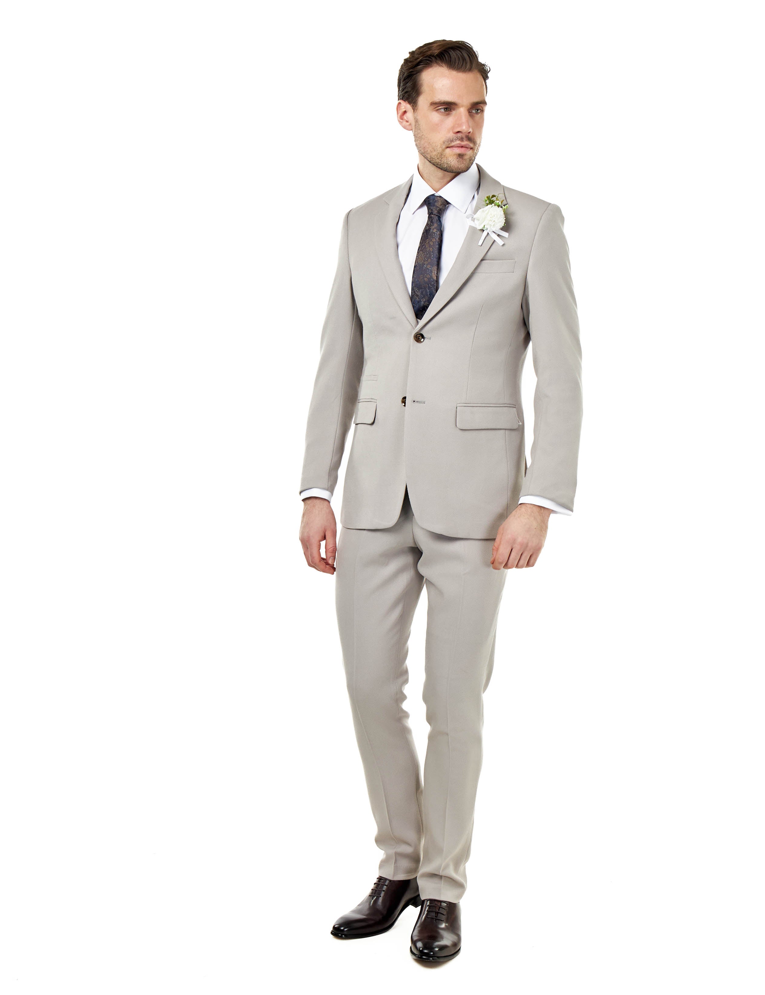 ZAK - Tailored 3 Piece Suit Honeycomb Taupe