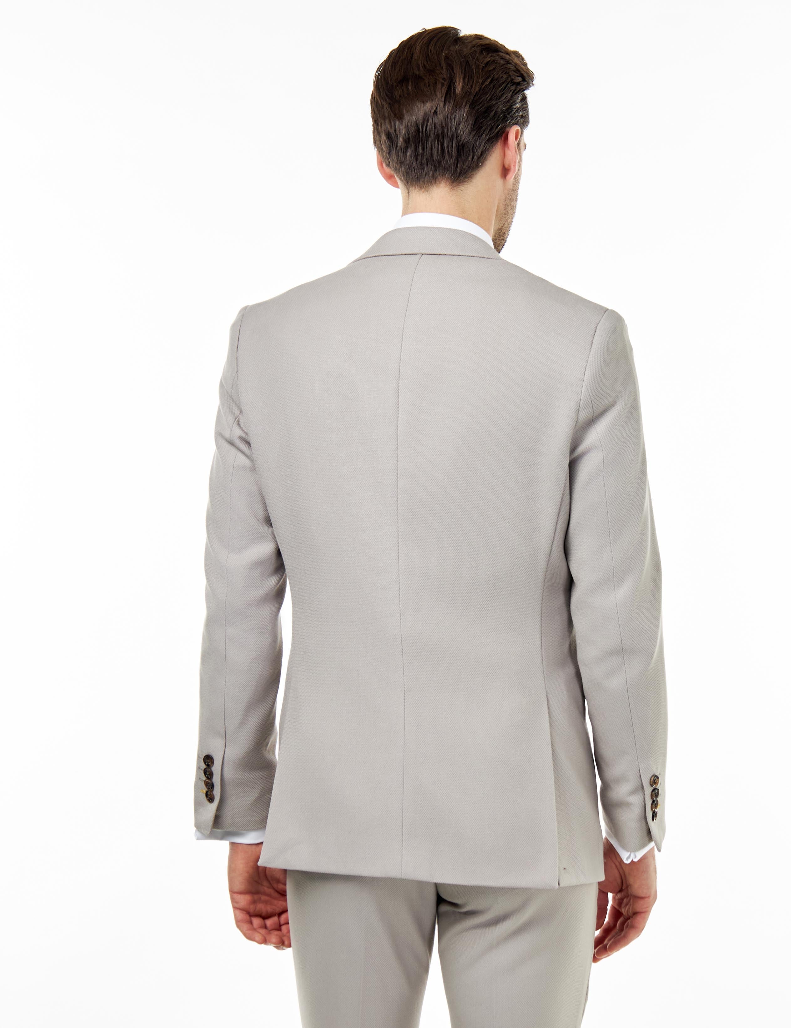 ZAK - Tailored 3 Piece Suit Honeycomb Taupe