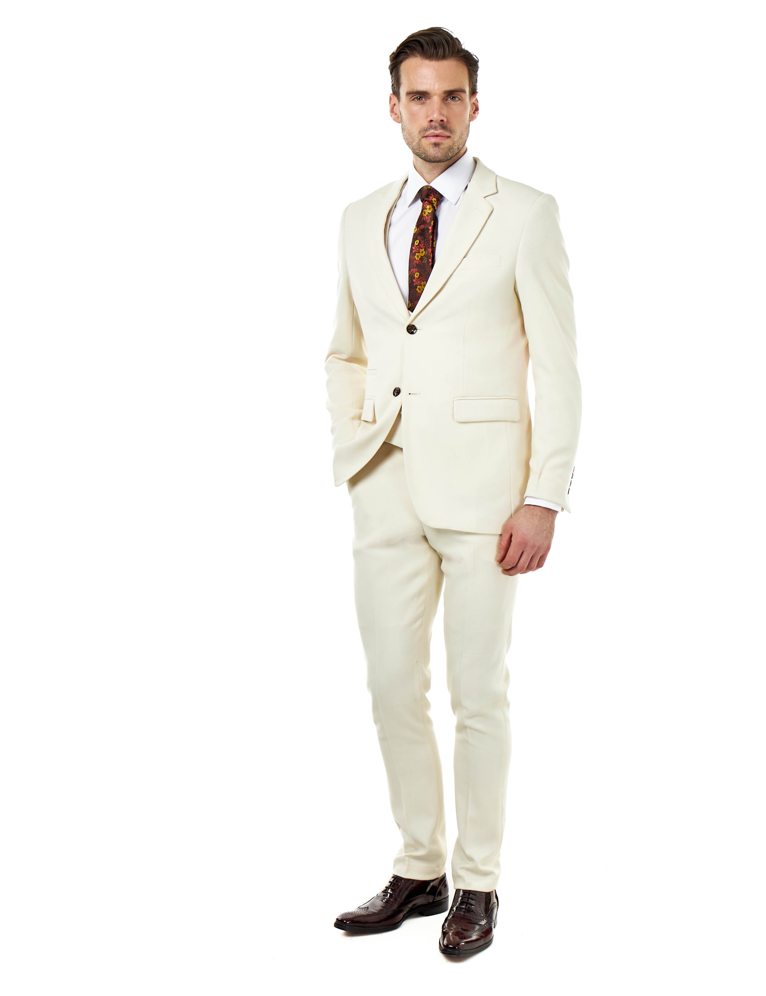 ZAK – IVORY TAILORED 3 PIECE SUIT STONE HONEYCOMB