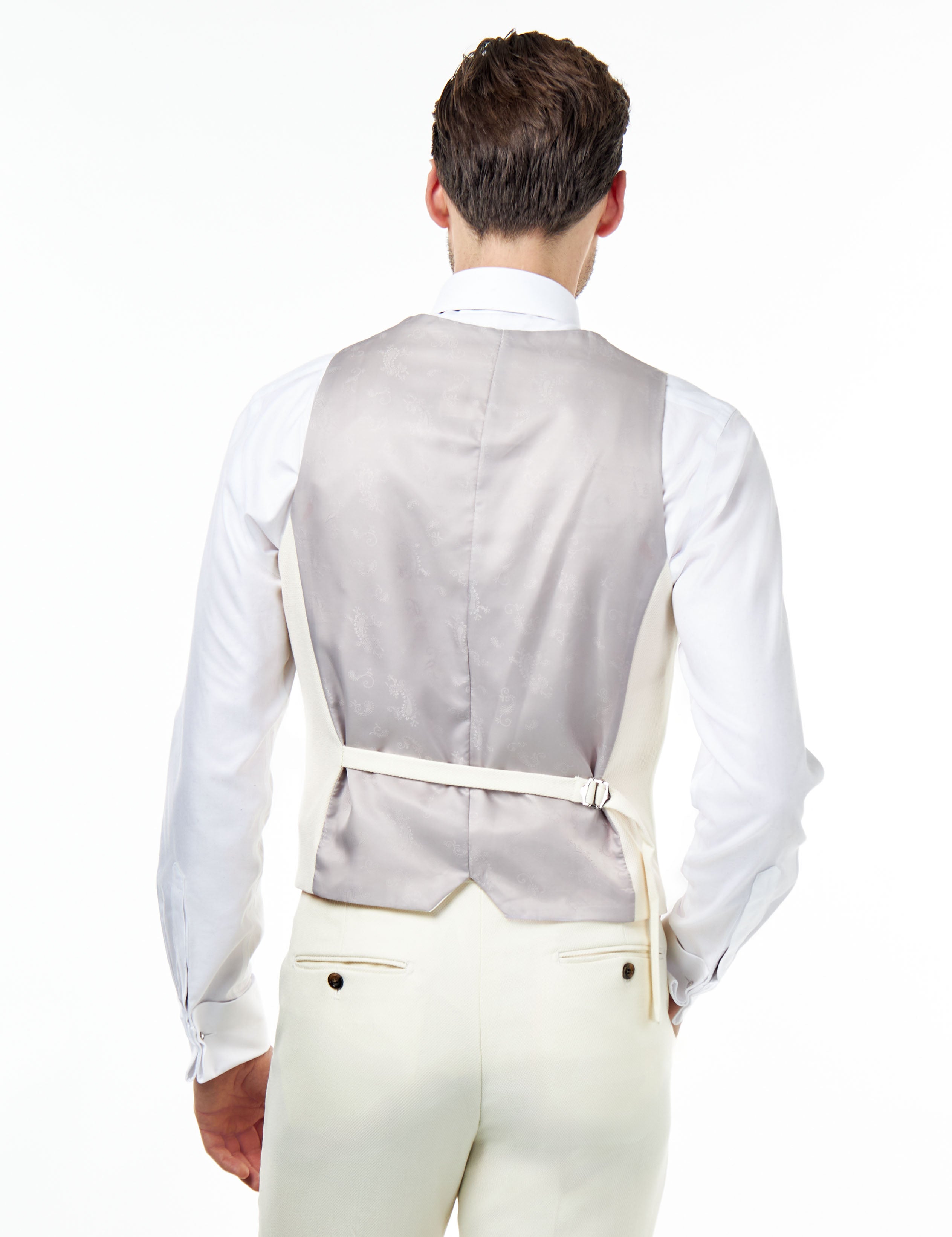 ZAK – Cream Honeycomb Double Breasted Suit Waistcoat