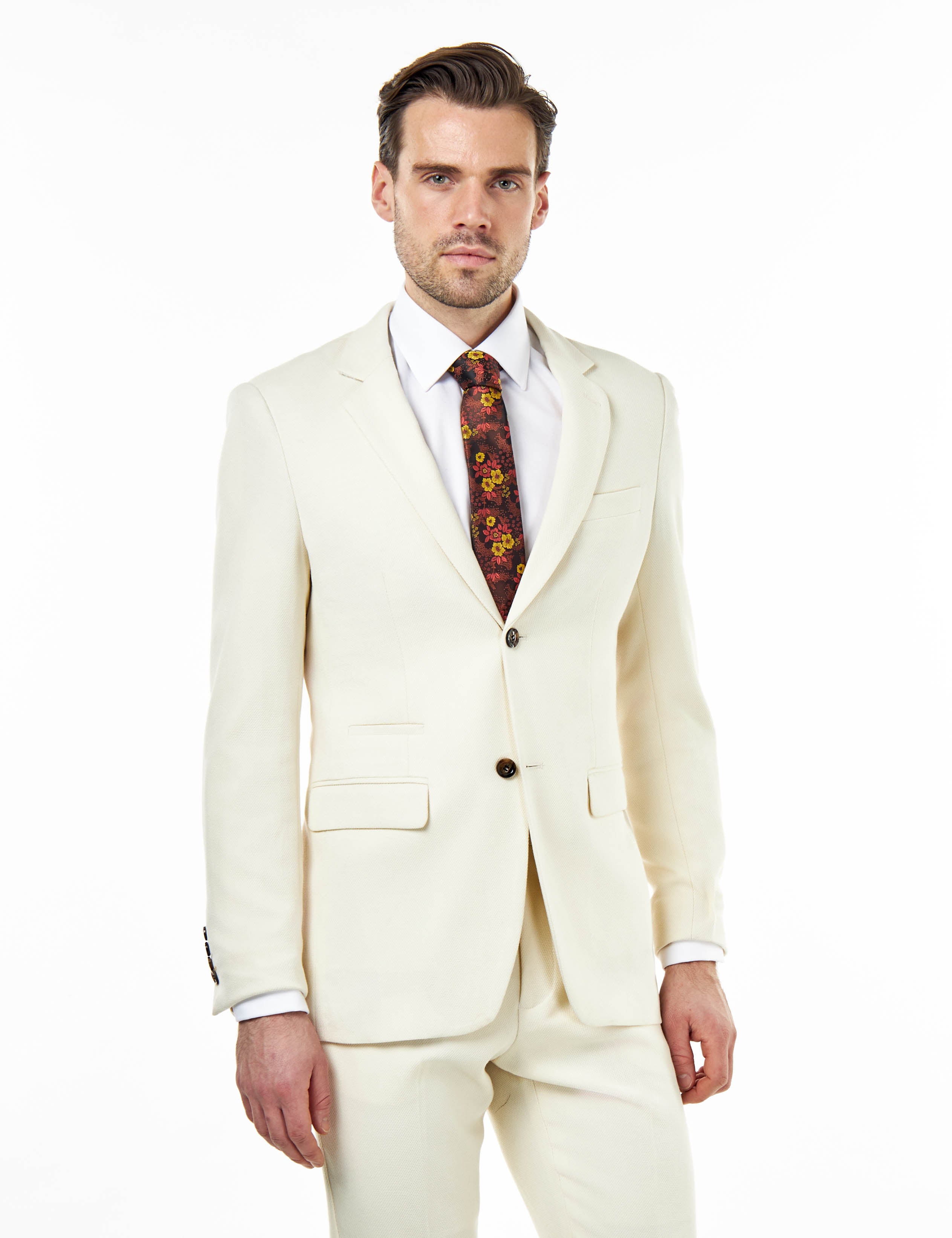 ZAK – TAILORED 2 PIECE SUIT IN CREAM HONEYCOMB