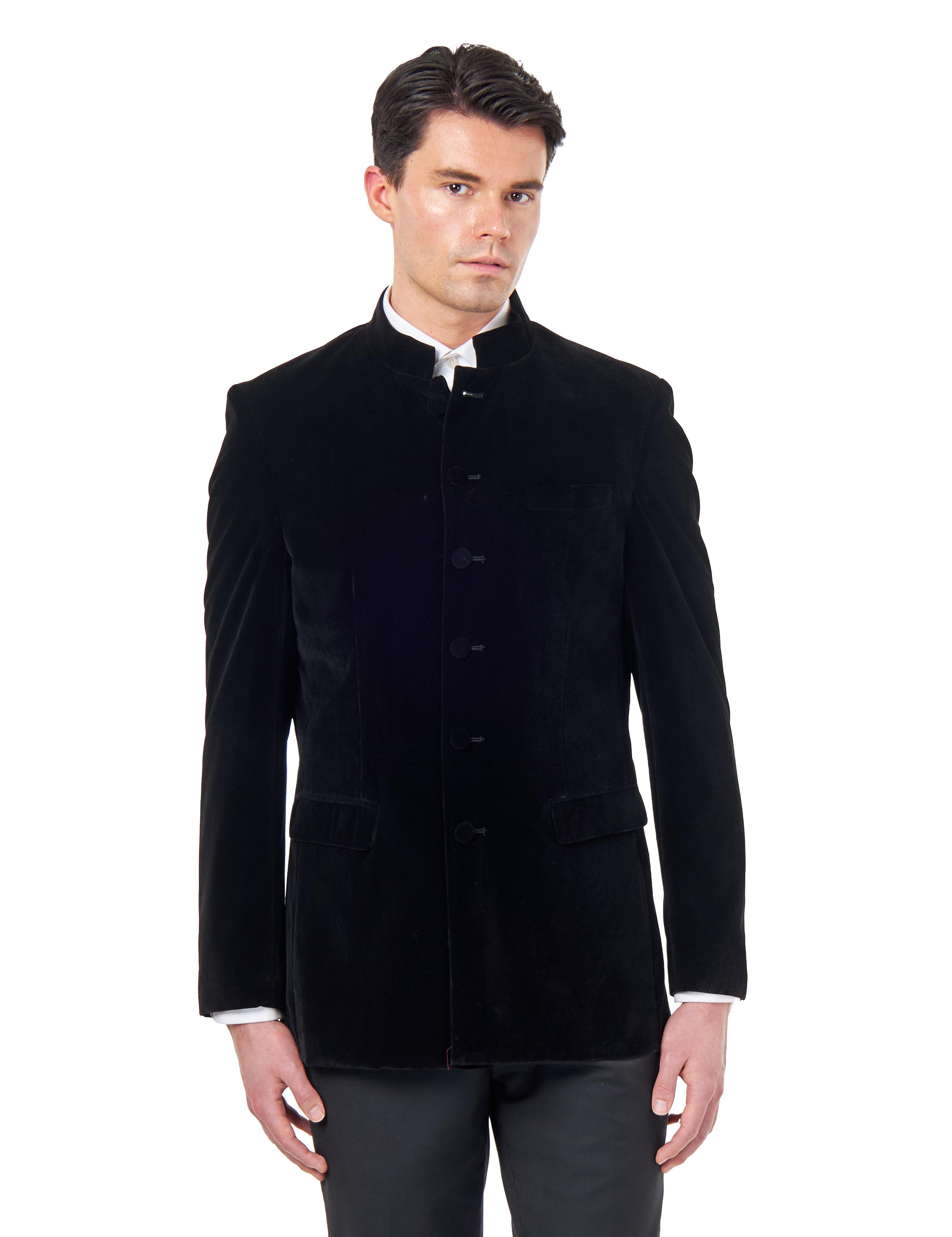 HARSHIL – BLACK VELVET SMOKING JACKET NEHRU COLLAR