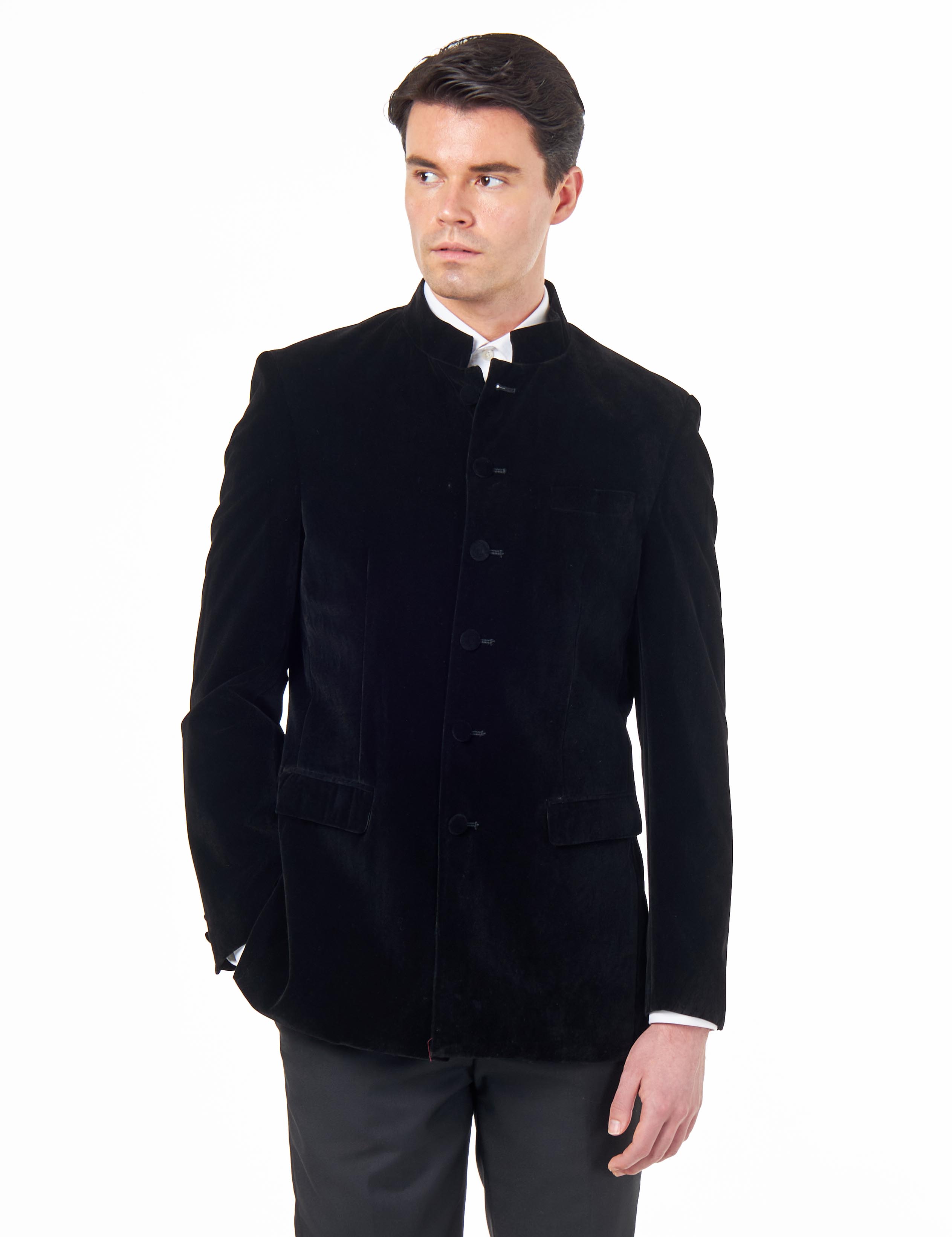 HARSHIL – BLACK VELVET SMOKING JACKET NEHRU COLLAR