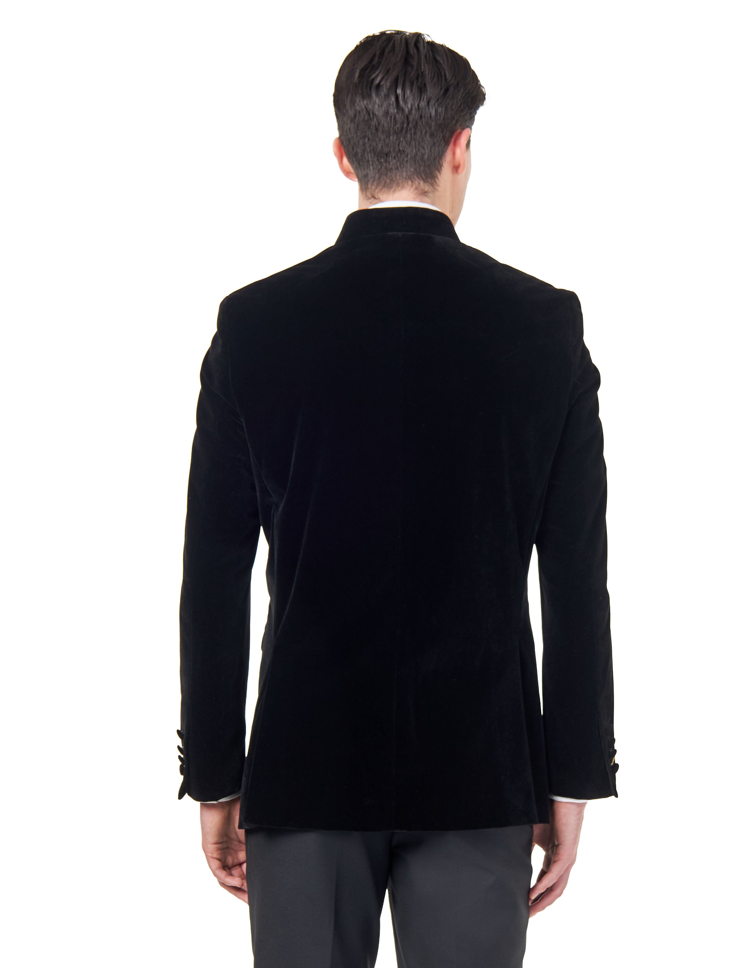 HARSHIL – BLACK VELVET SMOKING JACKET NEHRU COLLAR