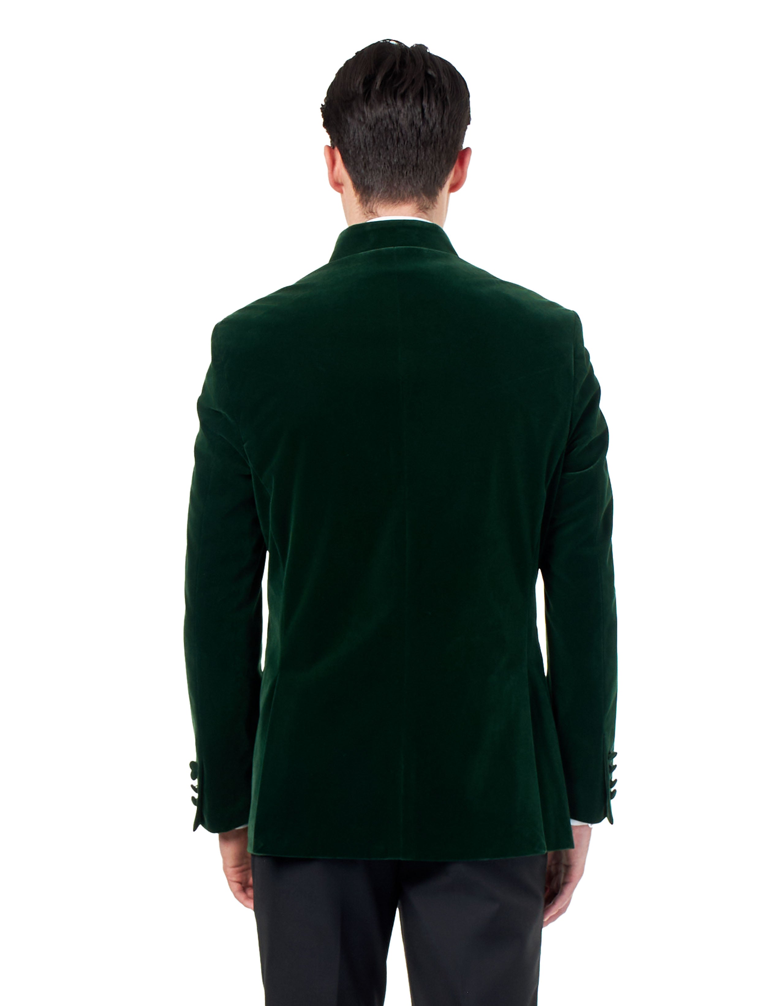 HARSHIL – GREEN VELVET SMOKING JACKET NEHRU COLLAR