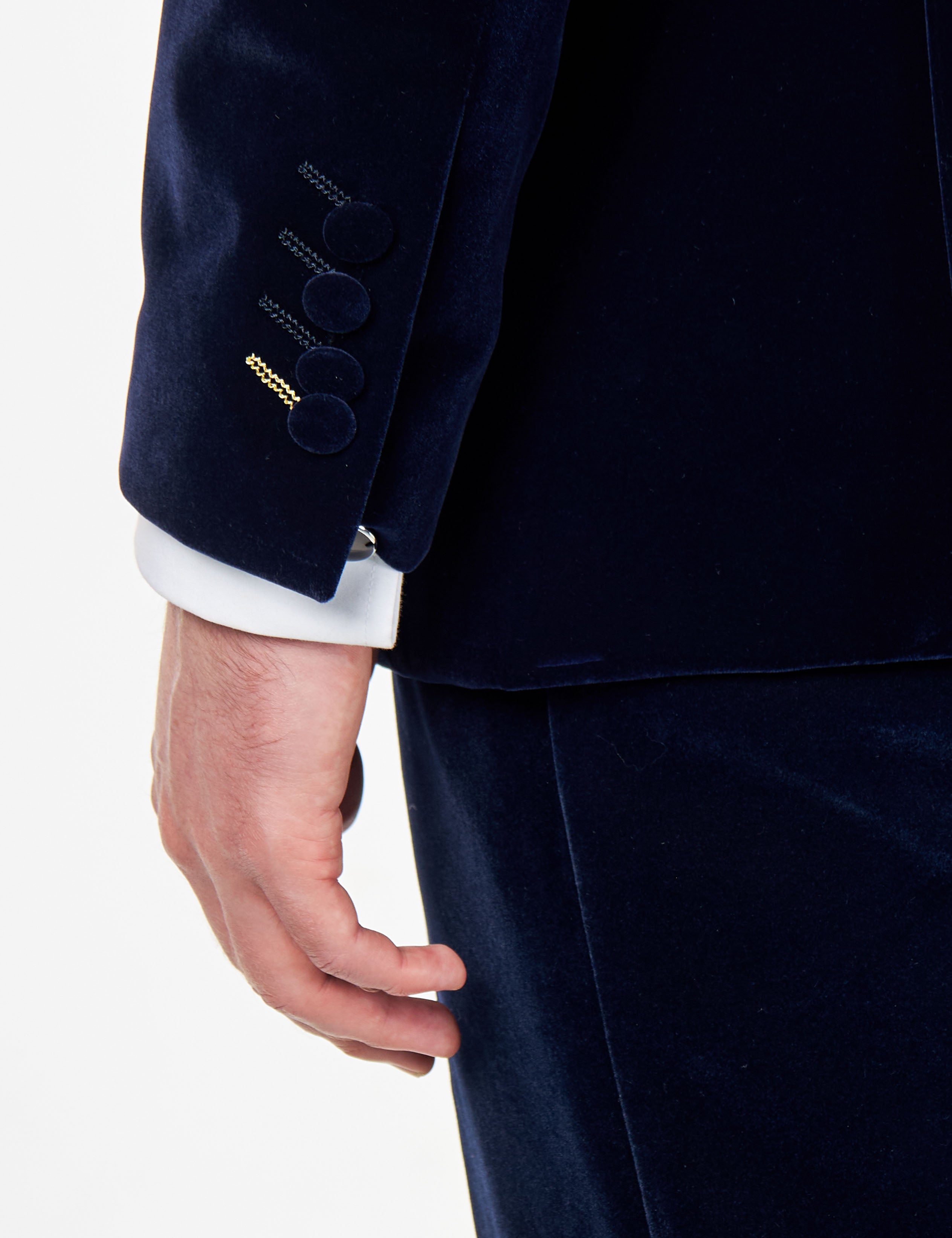 HARSHIL – NAVY BLUE VELVET SMOKING JACKET NEHRU COLLAR