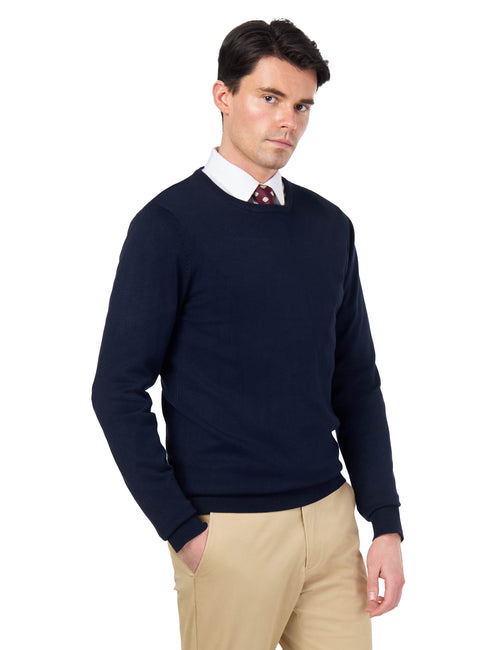 MEN’S PURE COTTON NAVY CREW NECK JUMPER