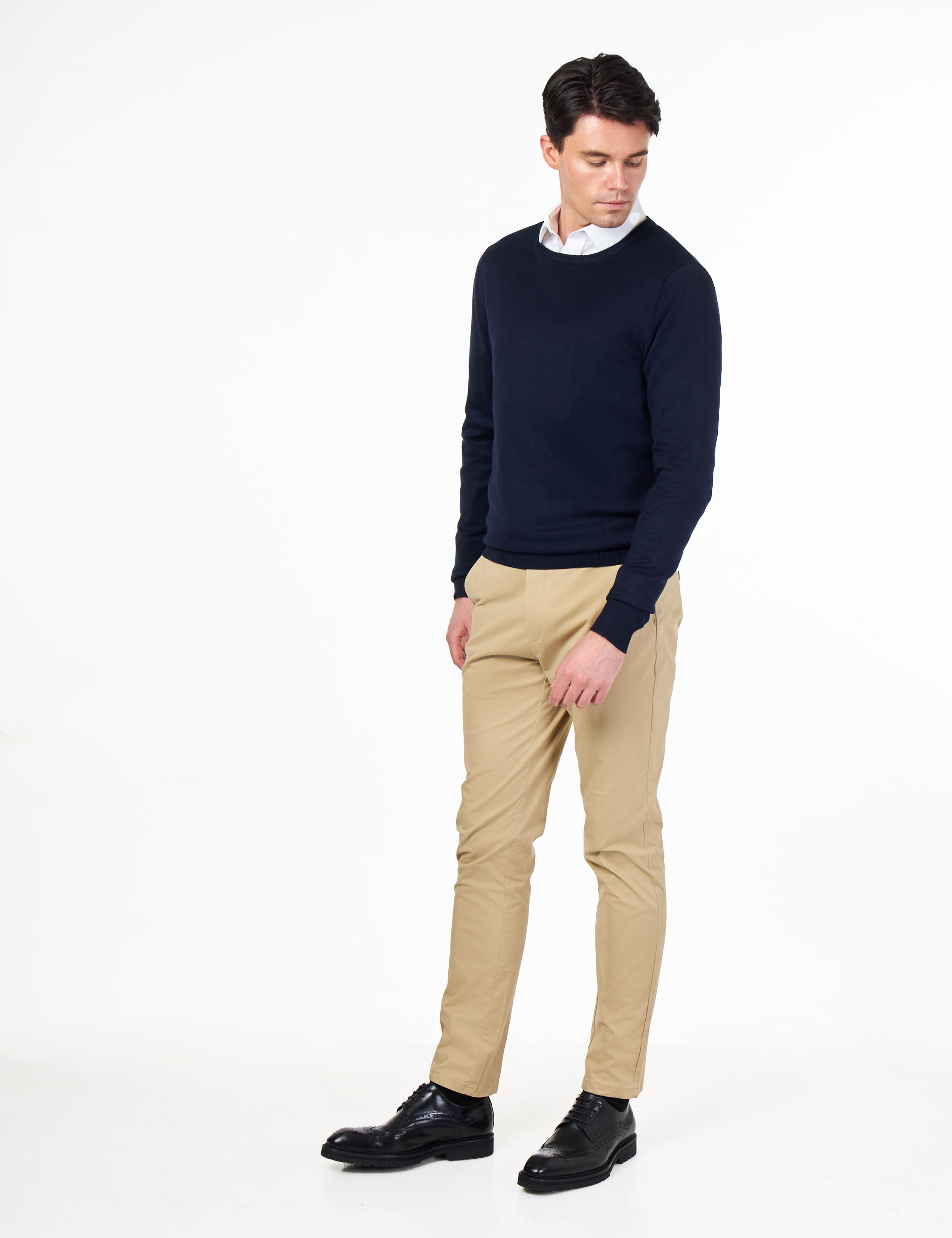 MEN’S PURE COTTON NAVY CREW NECK JUMPER