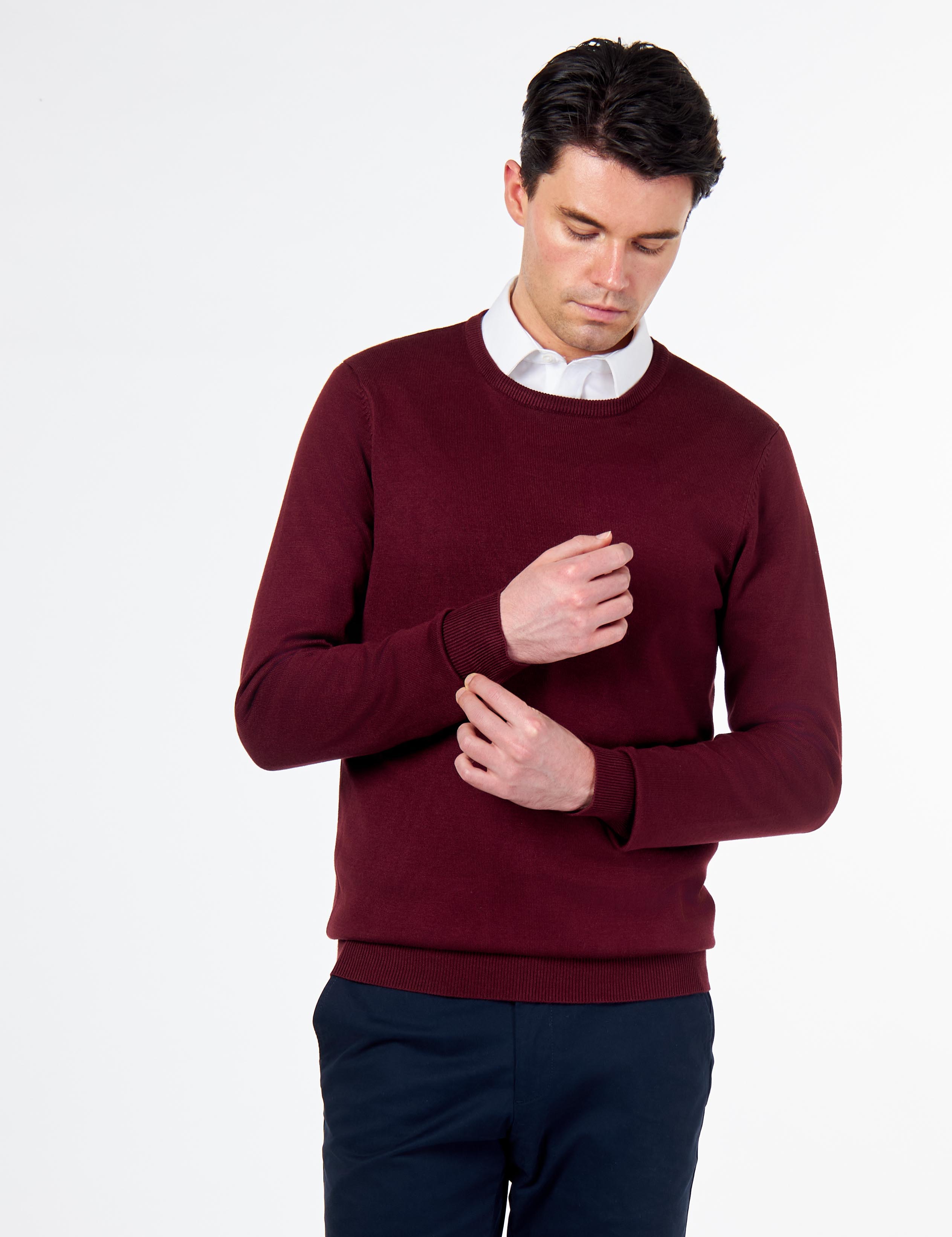 MEN’S PURE COTTON MAROON CREW NECK JUMPER