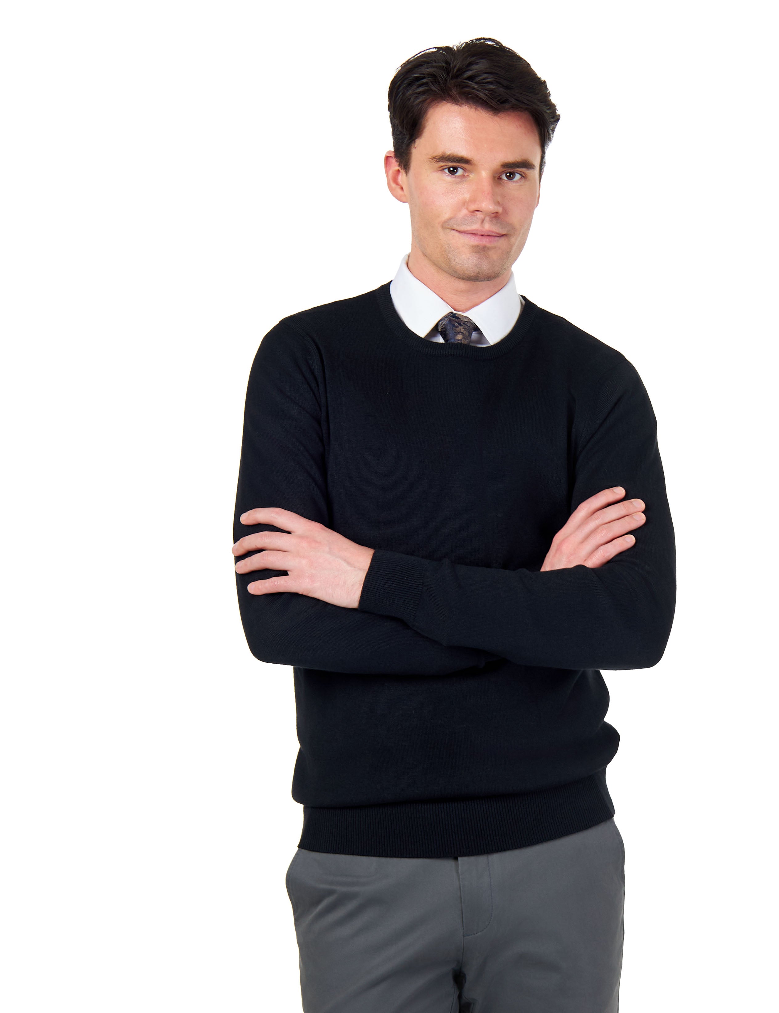 MEN’S PURE COTTON BLACK CREW NECK JUMPER