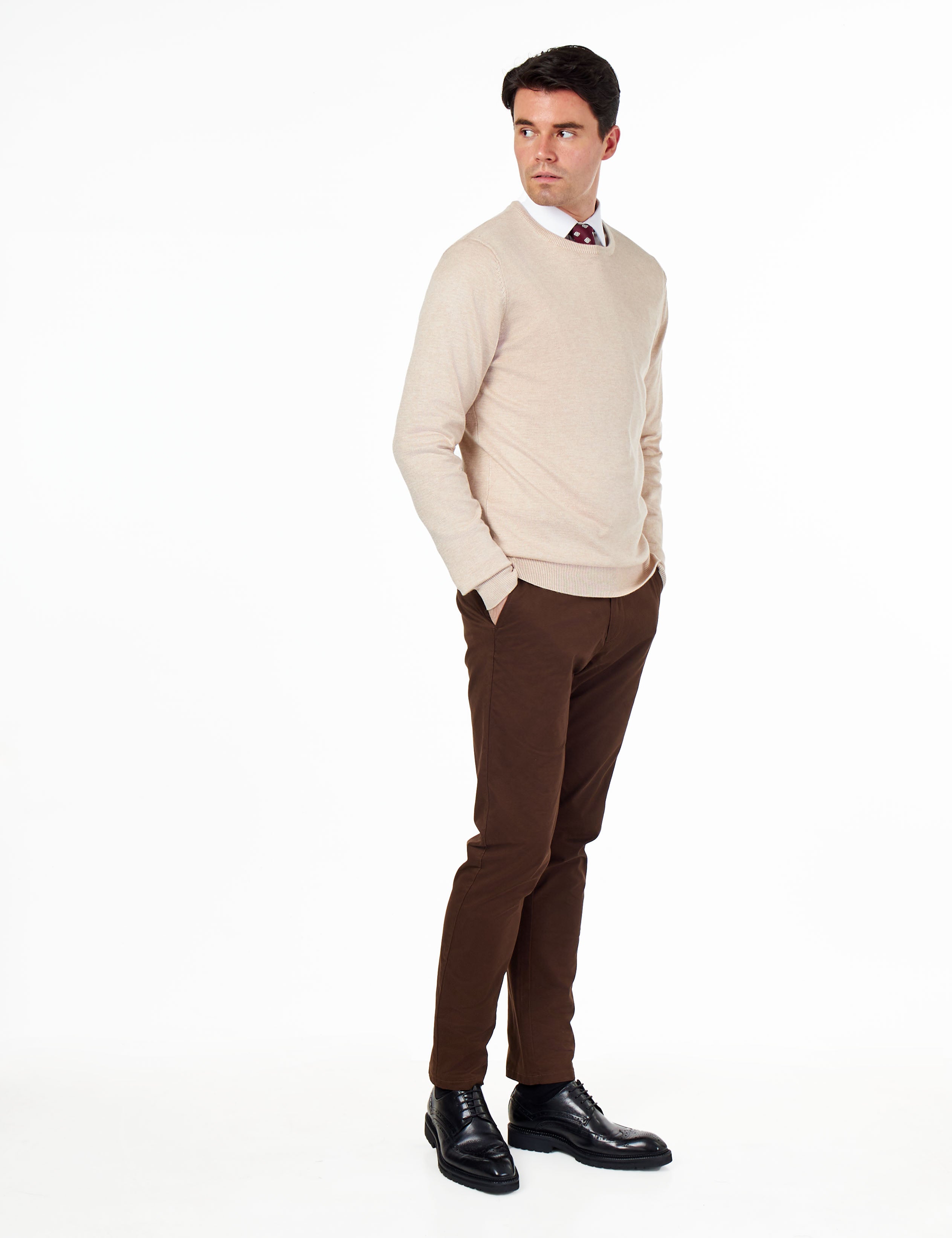 MEN’S PURE COTTON CREAM CREW NECK JUMPER