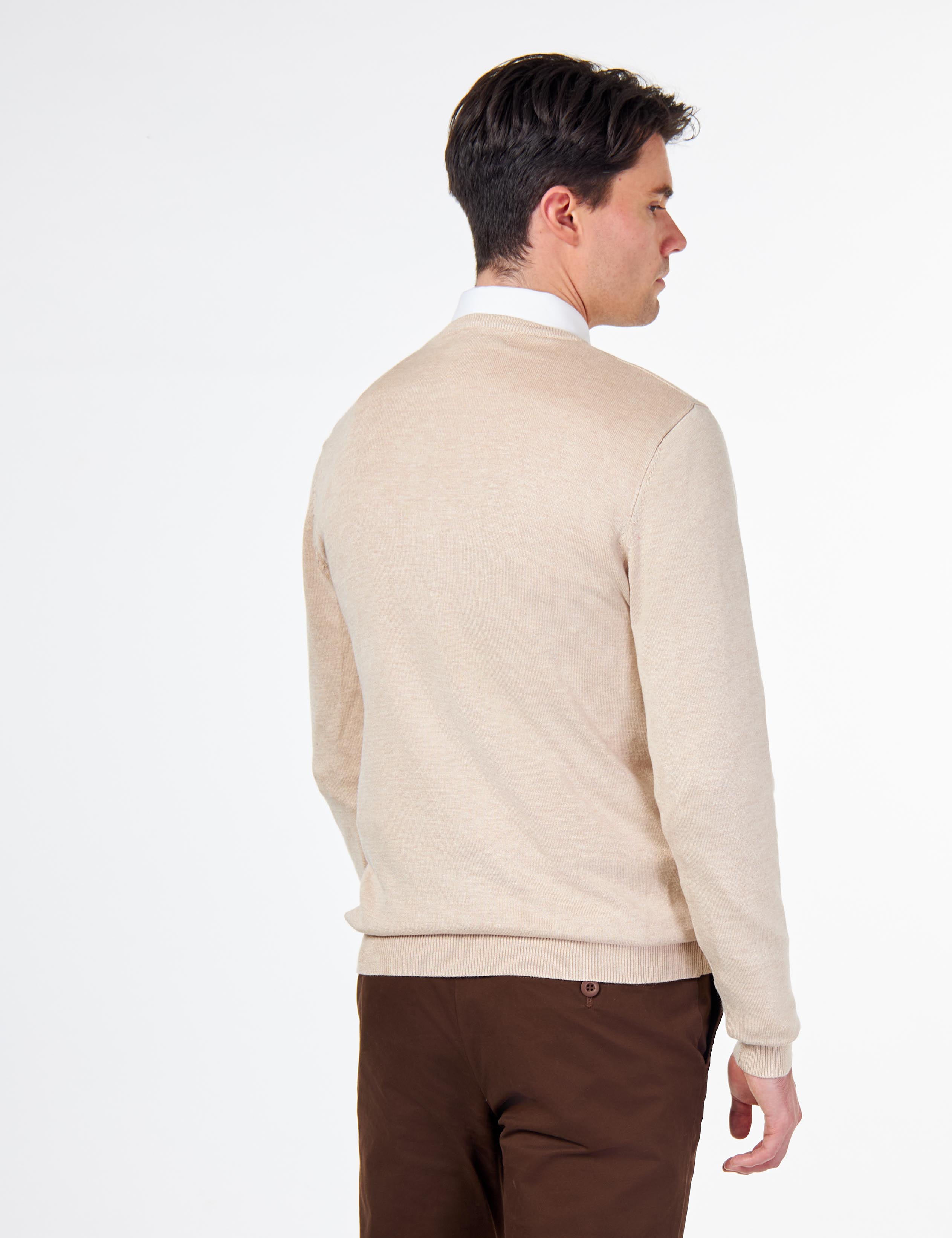 MEN’S PURE COTTON CREAM CREW NECK JUMPER