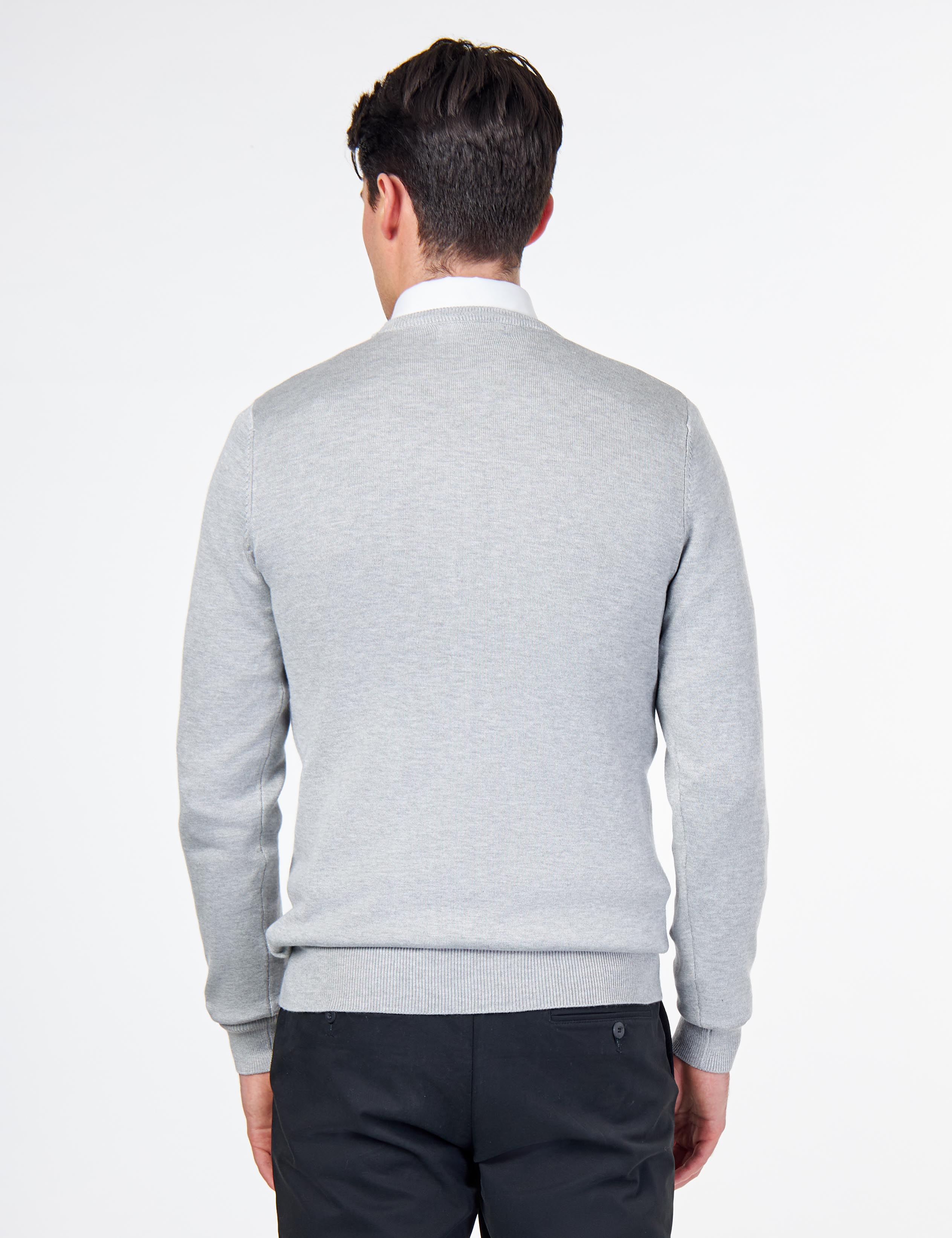 MEN’S PURE COTTON LIGHT GREY CREW NECK JUMPER