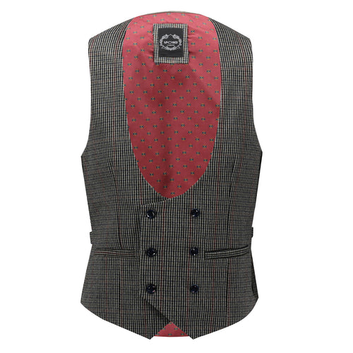 HERVE - GILET DOUBLE BOUTONNAGE EN TWEED PIED-DE-POULE VERT