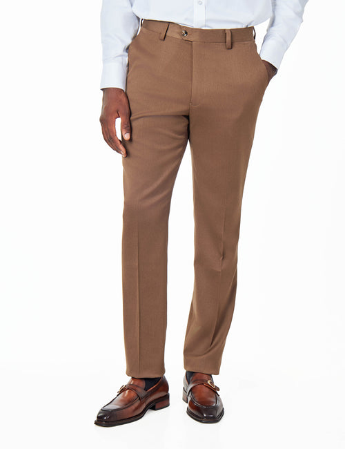 EZRA – BROWN TAILORED FIT SUIT TROUSERS