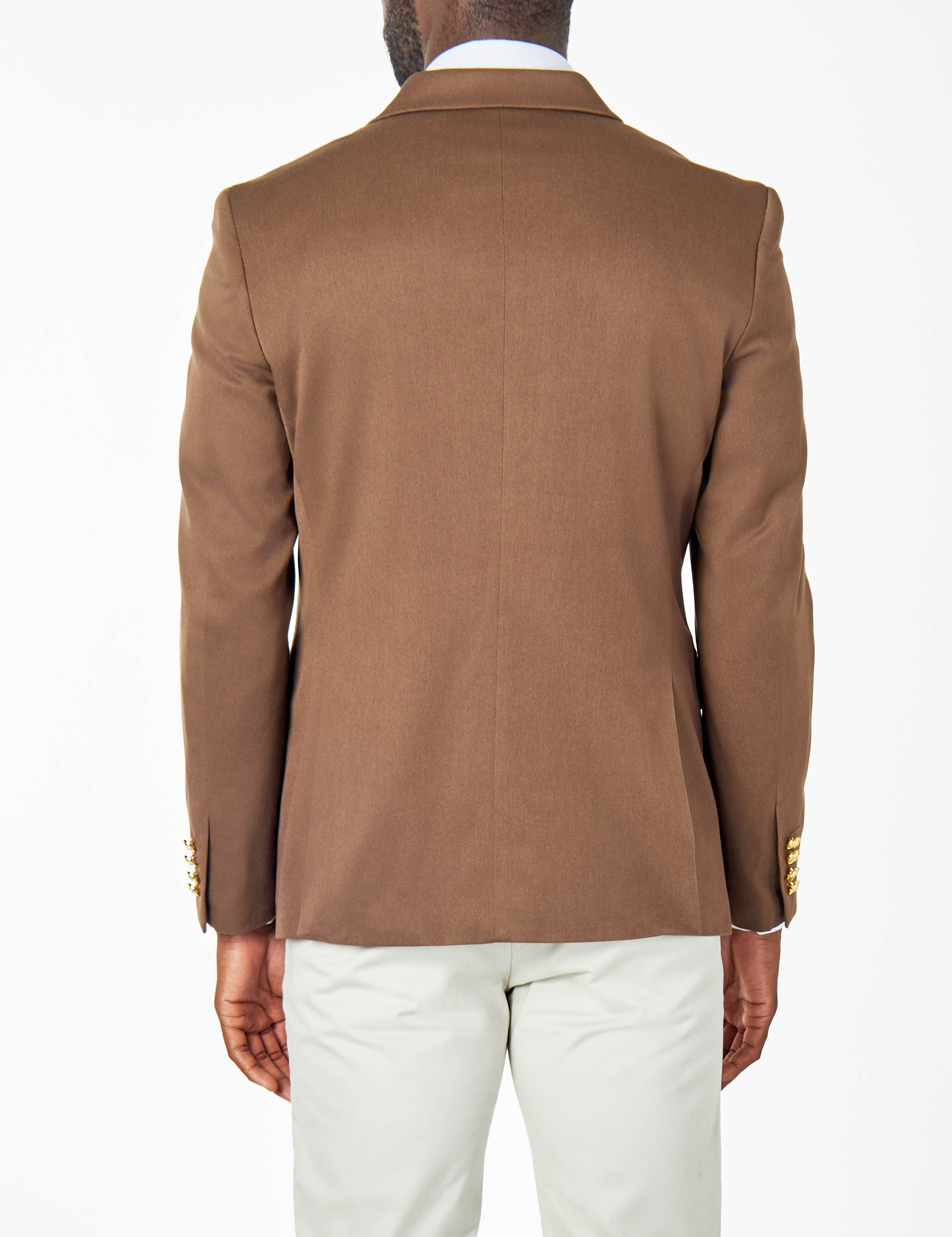 EZRA – BROWN TAILORED FIT DOUBLE BREASTED SUIT JACKET