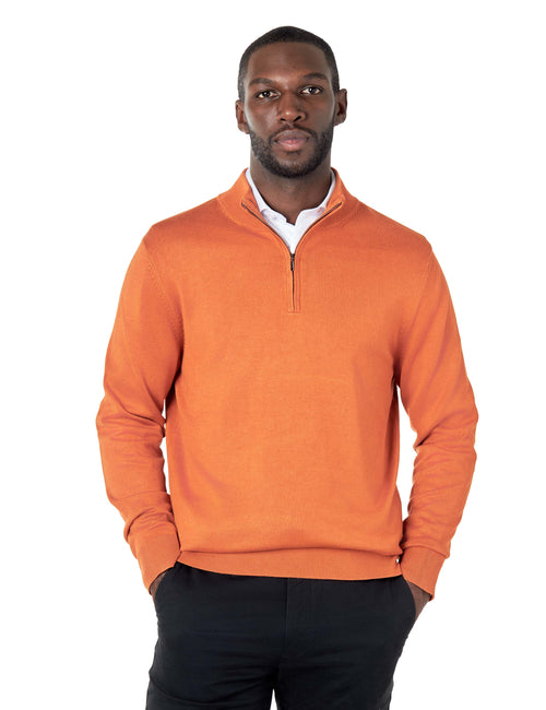 ORANGE 100% COTTON KNIT ZIP NECK JUMPER