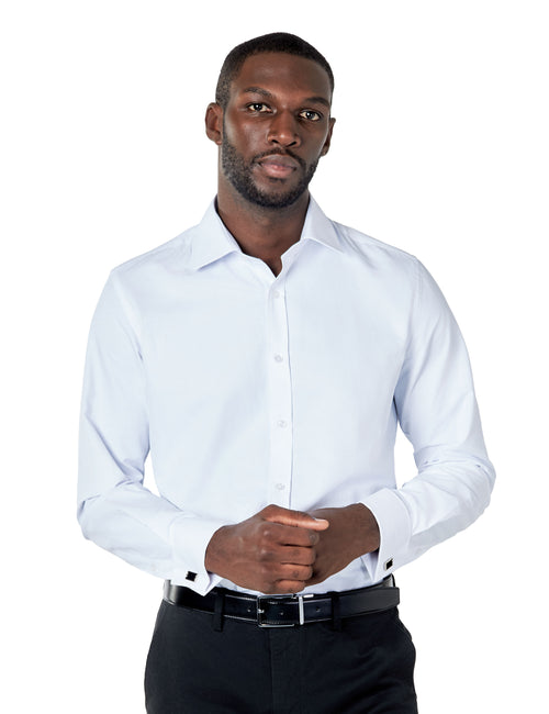 CLASSIC WHITE DOUBLE CUFF TAILORED FIT SHIRT WITH CUFFLINKS