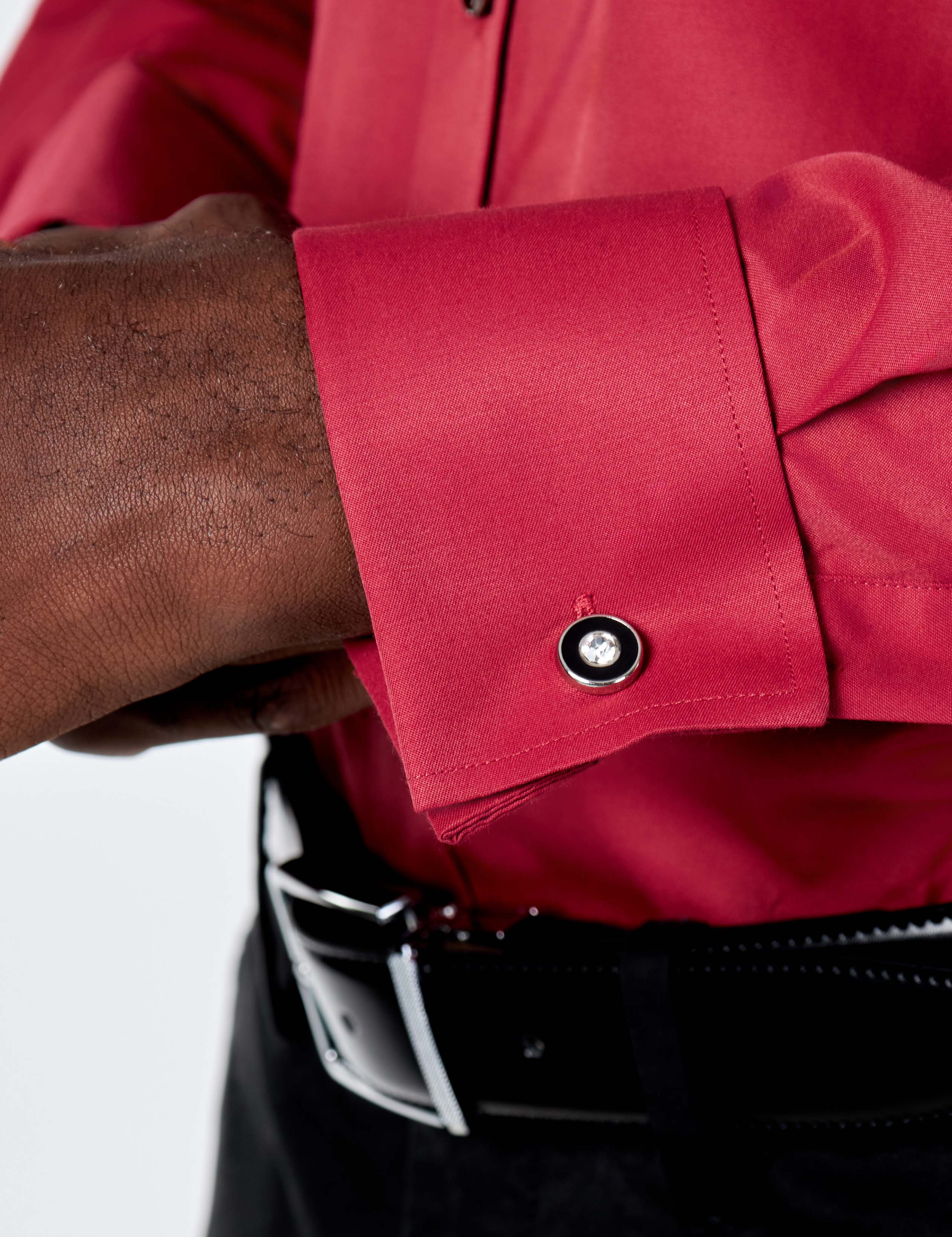 CLASSIC BURGUNDY DOUBLE CUFF TAILORED FIT SHIRT WITH CUFFLINKS