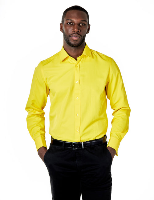 PLAIN YELLOW CLASSIC SHIRT - TAILORED FIT – MID COLLAR