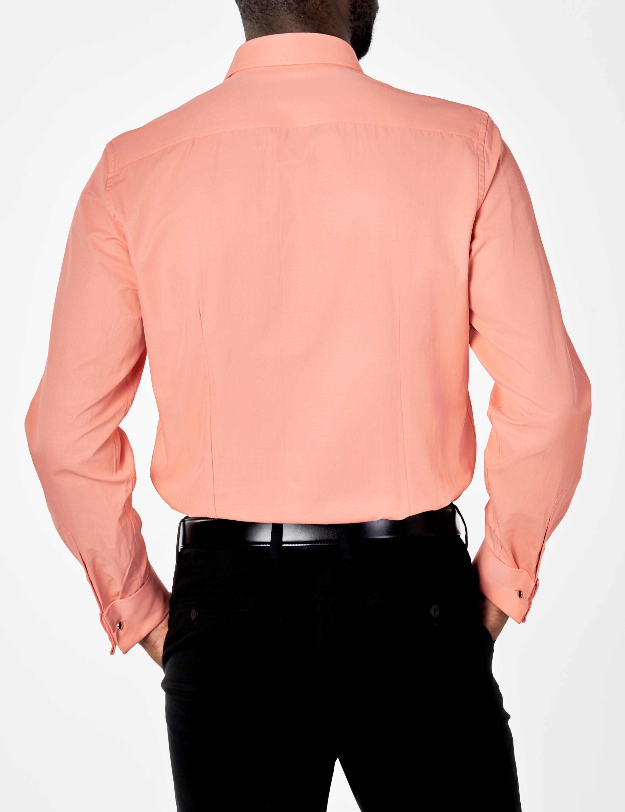 CLASSIC PEACH DOUBLE CUFF TAILORED FIT SHIRT WITH CUFFLINKS