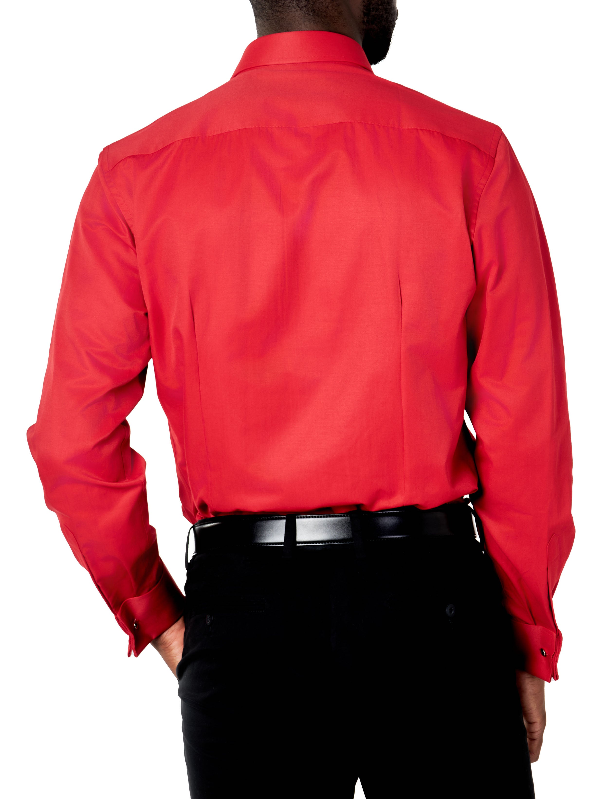 CLASSIC RED DOUBLE CUFF TAILORED FIT SHIRT WITH CUFFLINKS