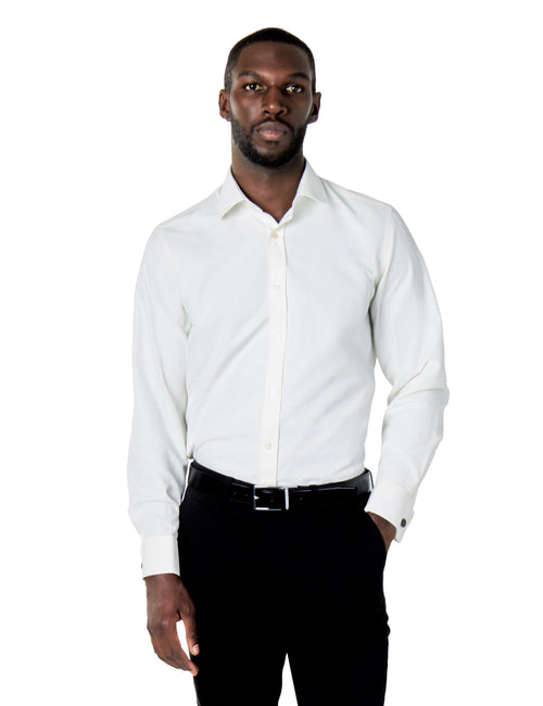 CLASSIC CREAM DOUBLE CUFF TAILORED FIT SHIRT WITH CUFFLINKS