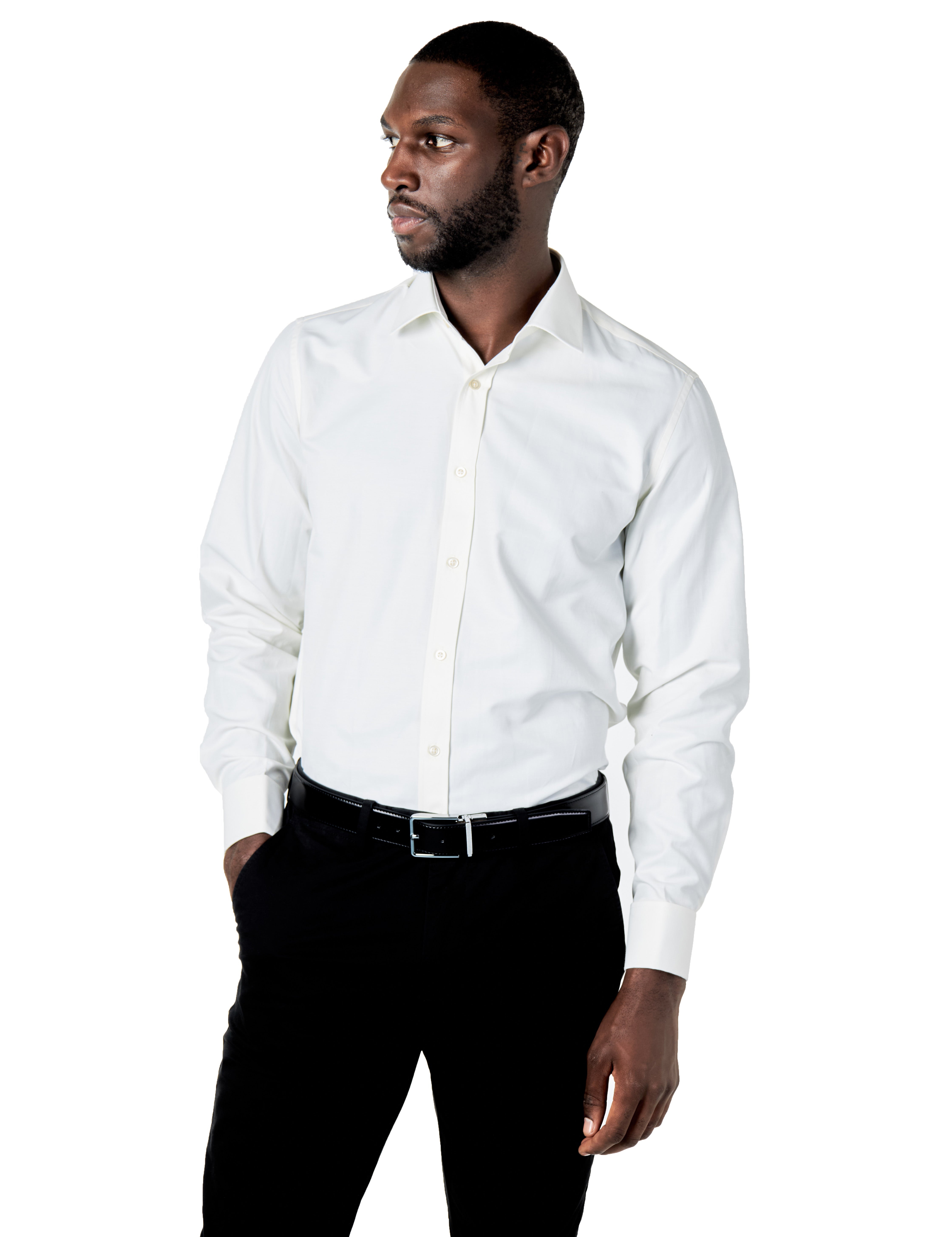 PLAIN CREAM CLASSIC SHIRT - TAILORED FIT – MID COLLAR