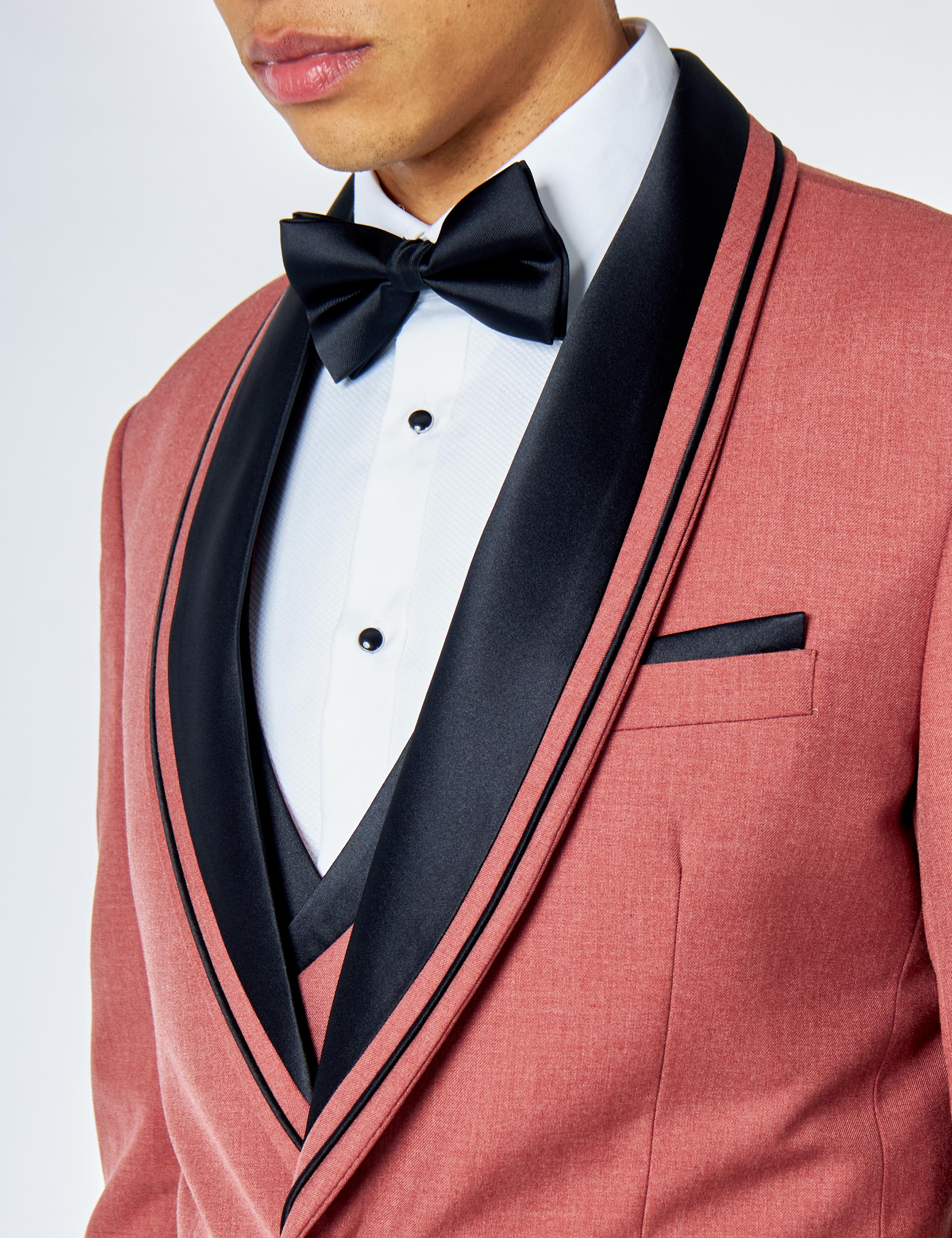 GREG – THREE PIECE WEDDING TUXEDO SUIT IN PINK/BLACK