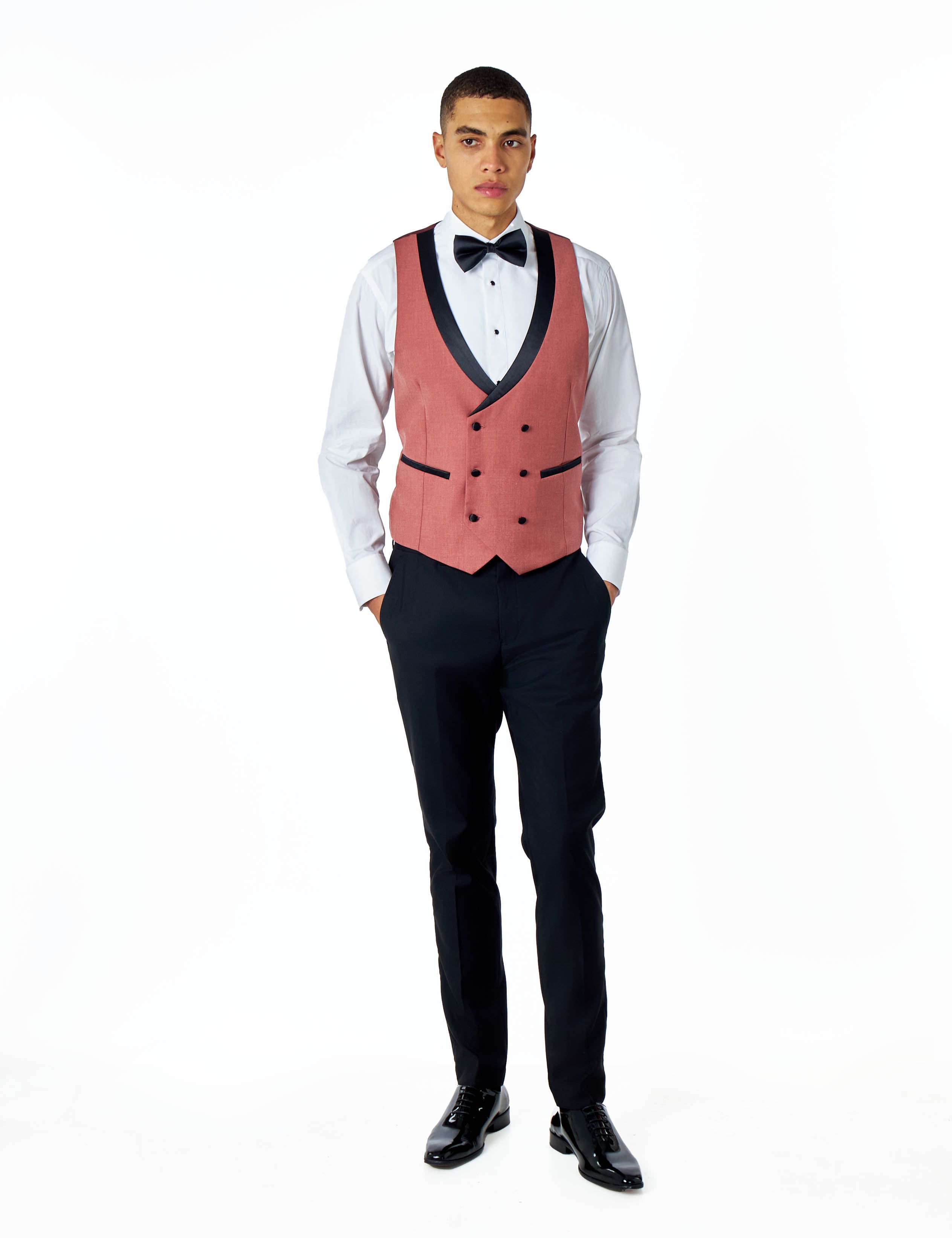 GREG – PINK BLACK 3 PIECE TUXEDO WEDDING SUIT