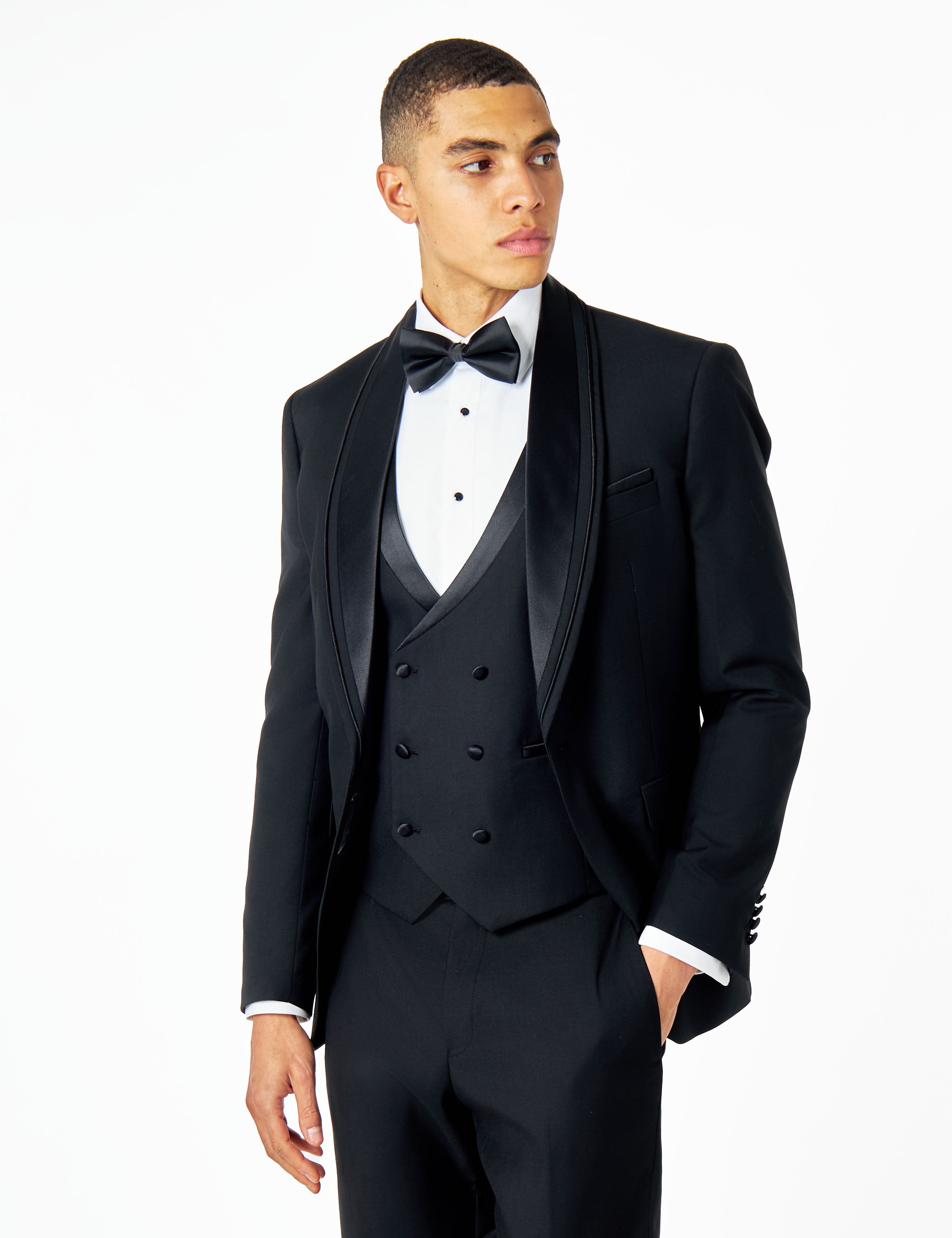 GREG – BLACK TAILORED TUXEDO WEDDING JACKET