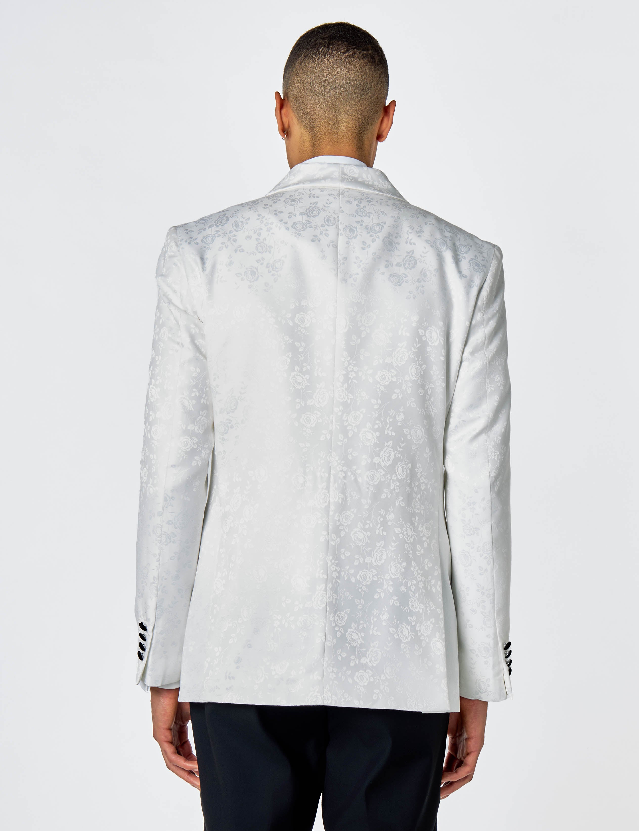 BRUCE - WHITE TUXEDO SUIT JACKET FLORAL PAISLEY BLAZER