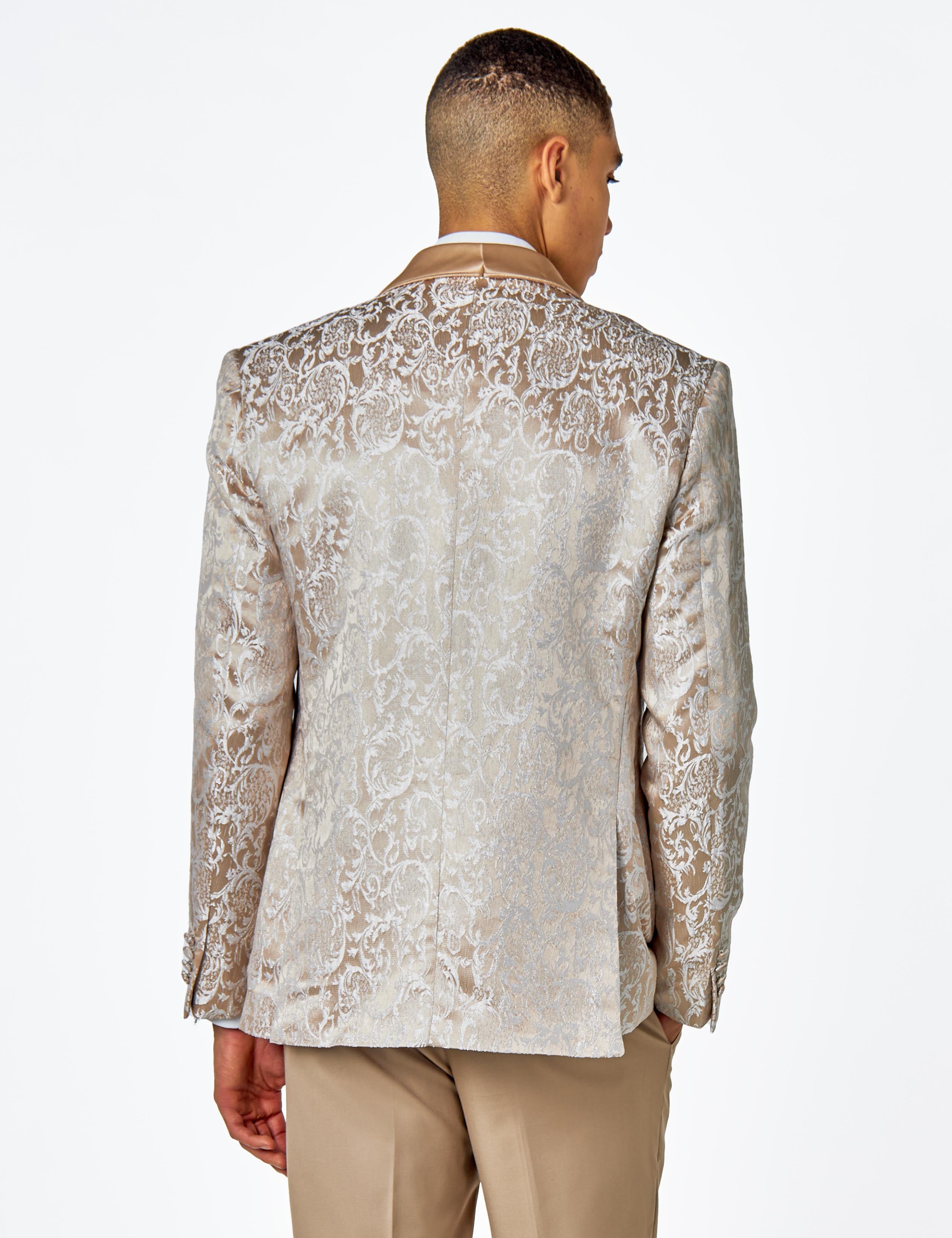 LOUIS – CHAMPAGNE DINNER TUXEDO JACKET GOLD JACQUARD PRINT